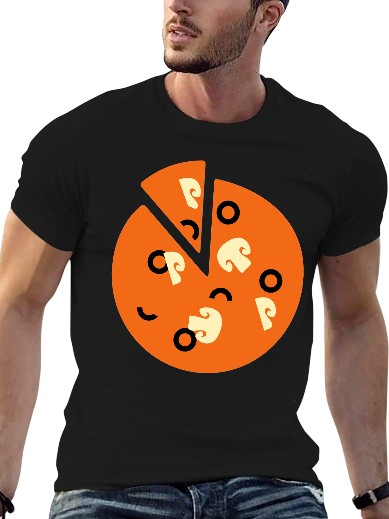 Pizza Slice Graphic Tee - Black Casual Shirt