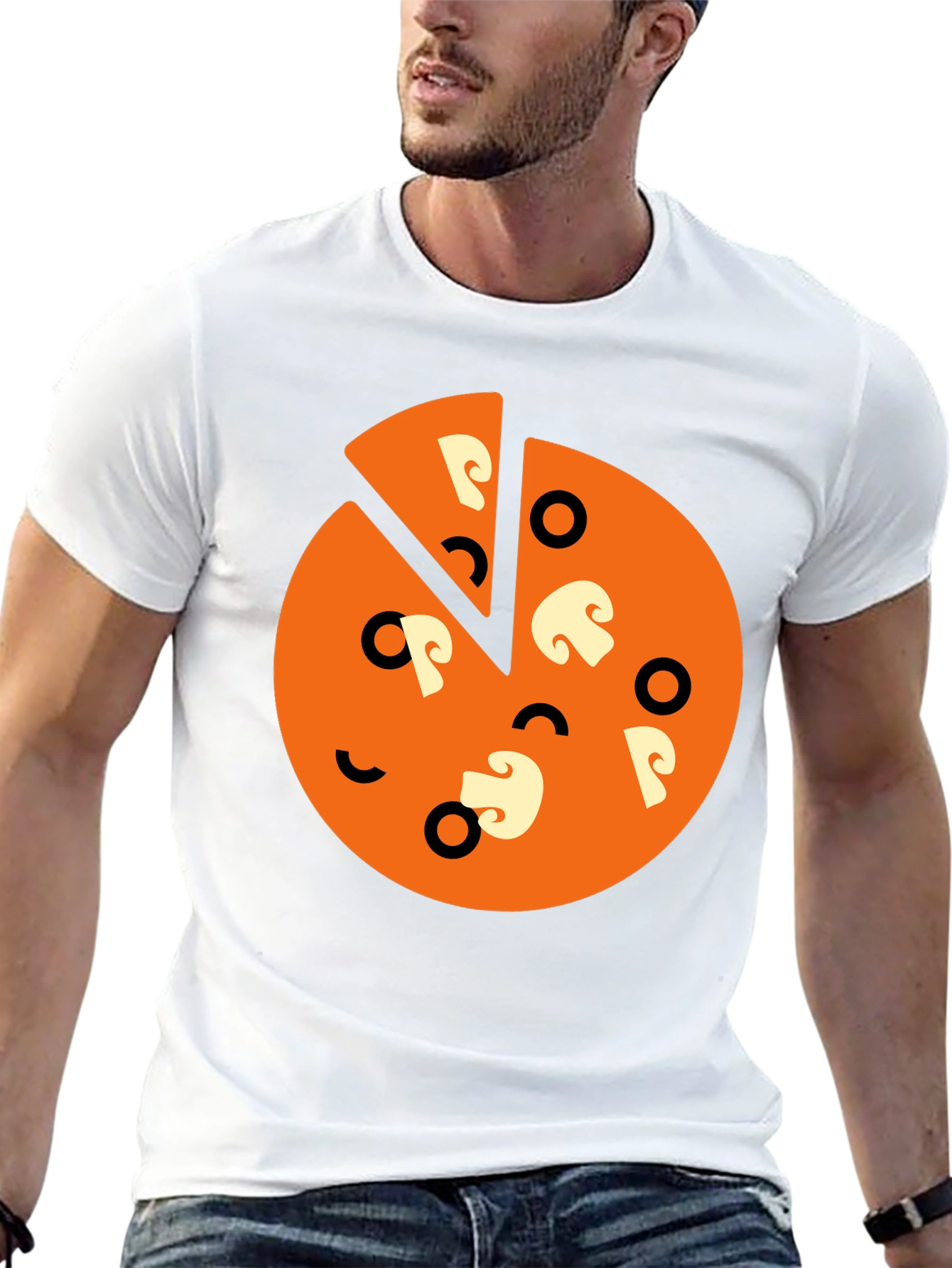 Pizza Slice Graphic Tee - Black Casual Shirt