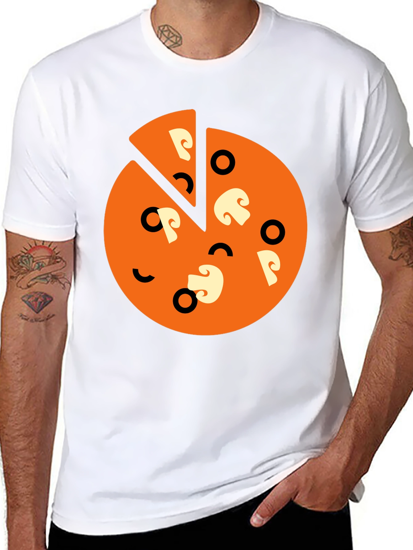 Pizza Slice Graphic Tee - Black Casual Shirt