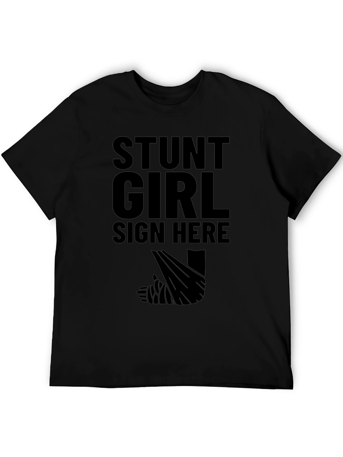 Stunt Girl Sign Here Black T-Shirt