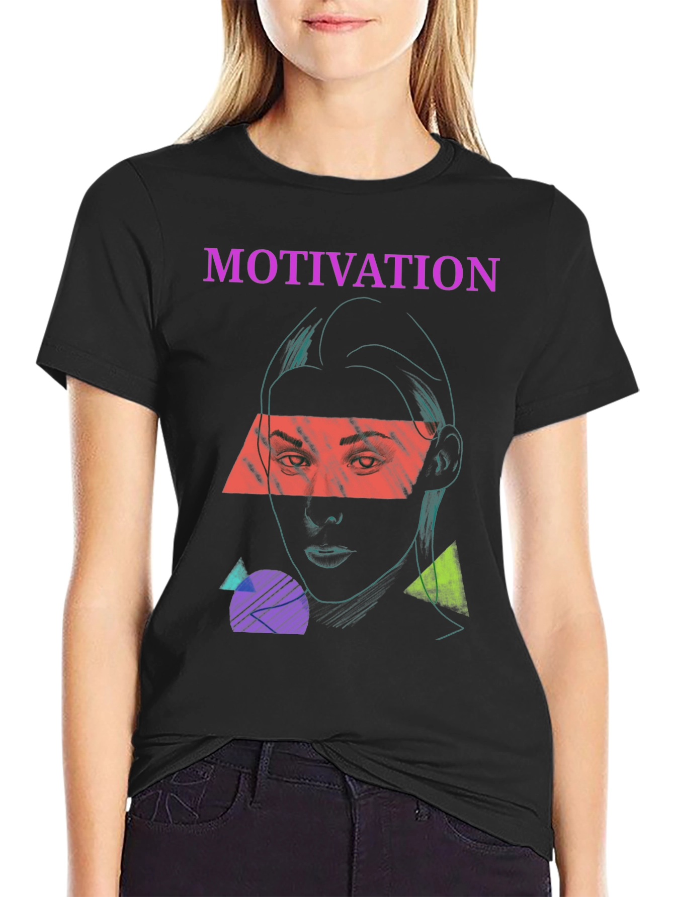 Motivation Graphic Print Tee - Unisex Black T-Shirt