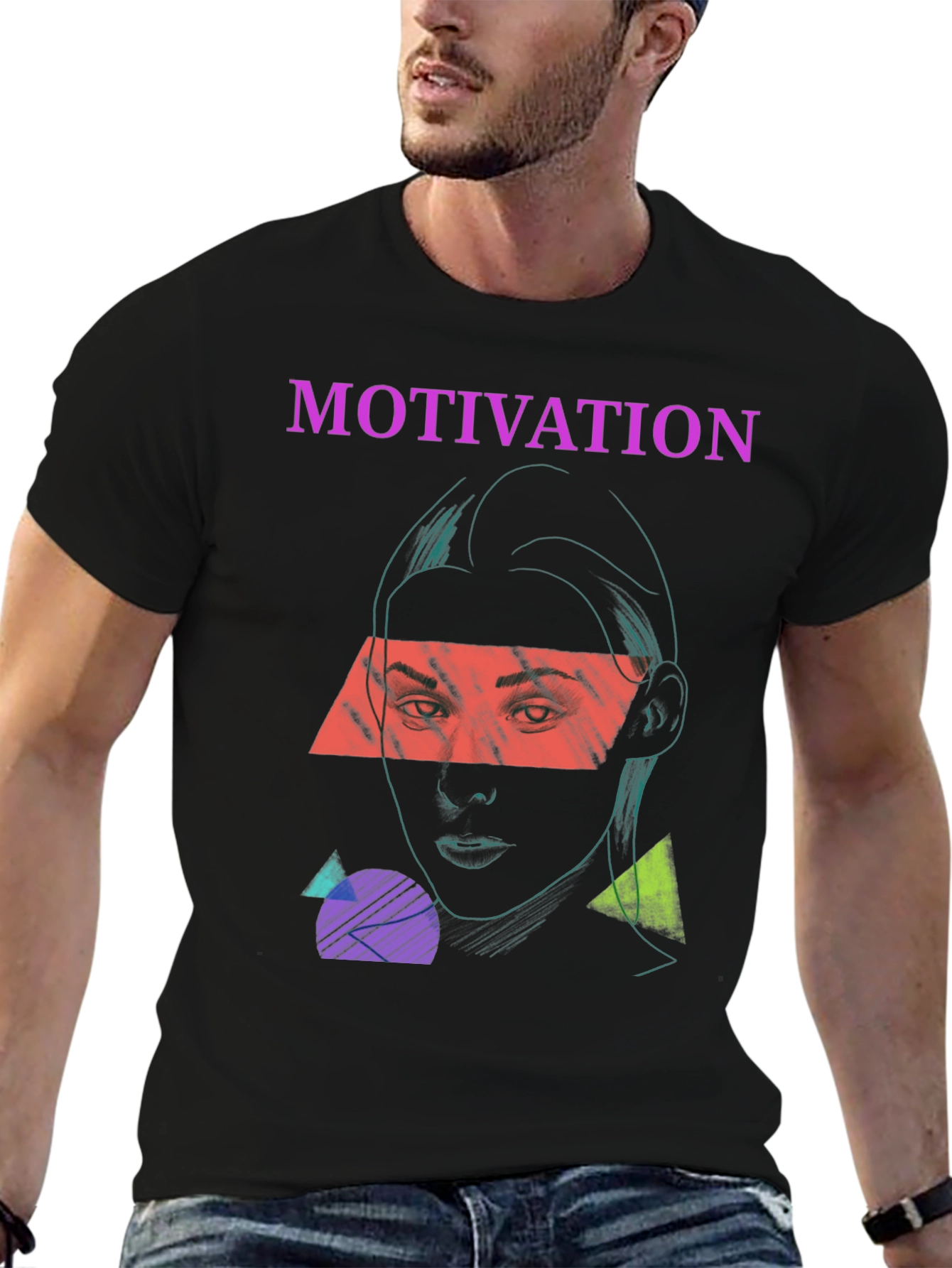 Motivation Graphic Print Tee - Unisex Black T-Shirt