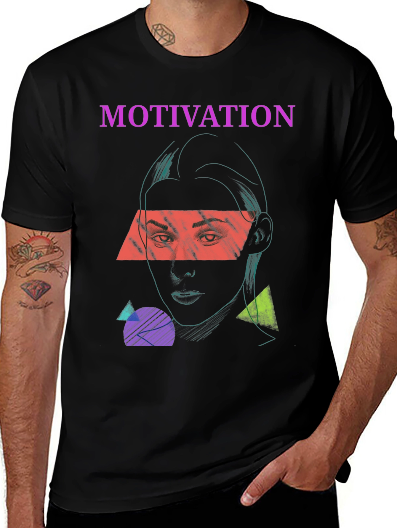 Motivation Graphic Print Tee - Unisex Black T-Shirt