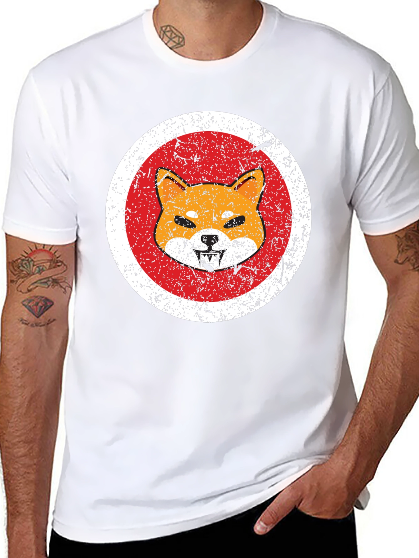 Shiba Inu Graphic Tee - Distressed Style
