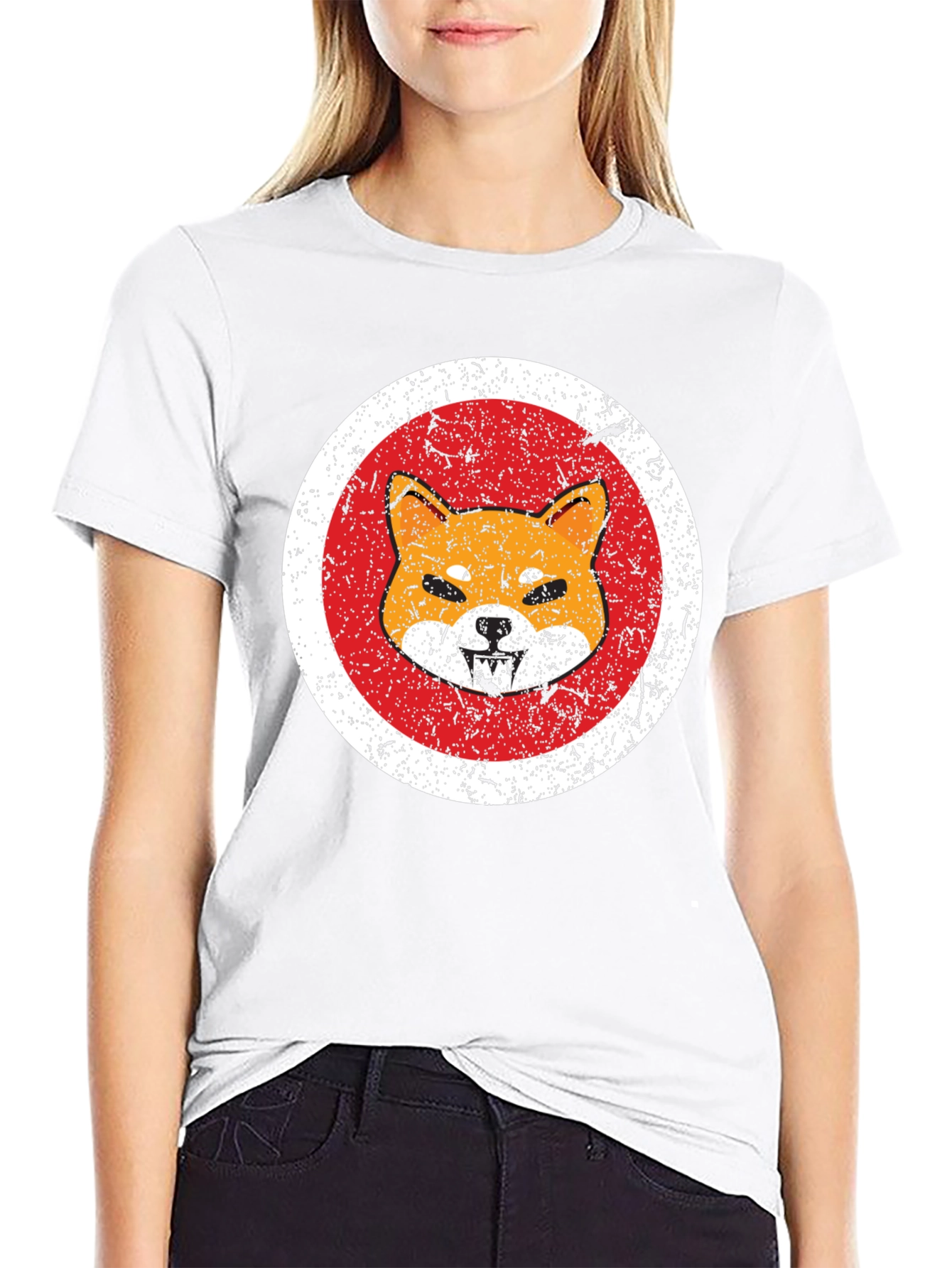 Shiba Inu Graphic Tee - Distressed Style