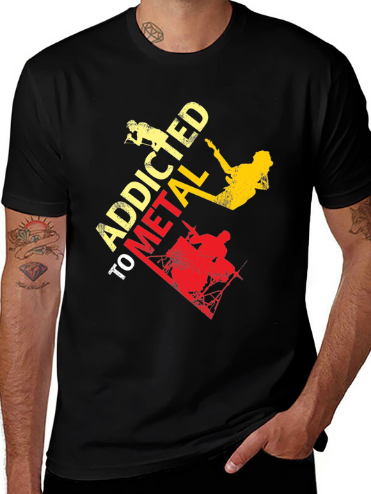 Addicted to Metal Graphic Tee - Black Crew Neck T-Shirt
