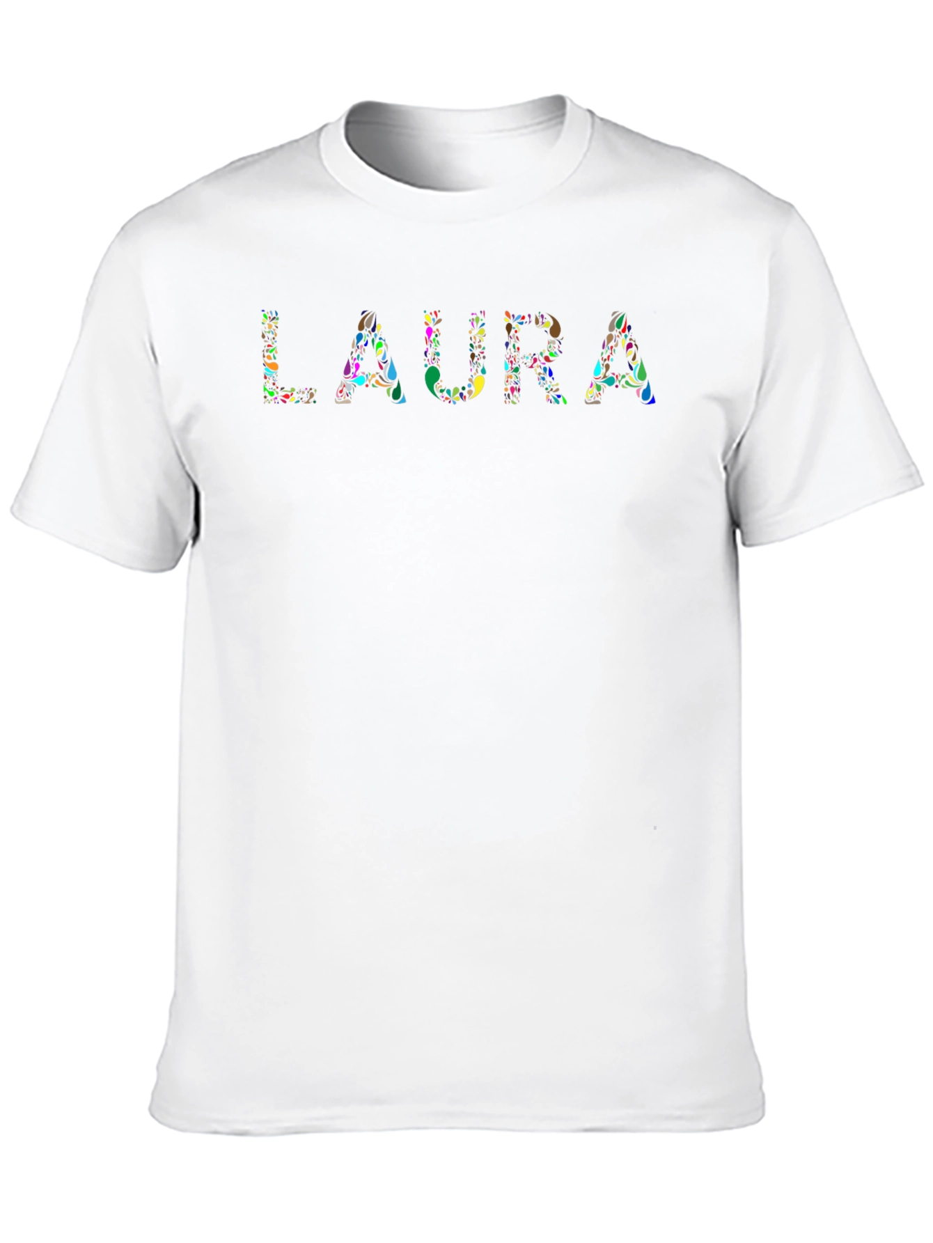 Personalized LAURA Floral Pattern Black T-Shirt