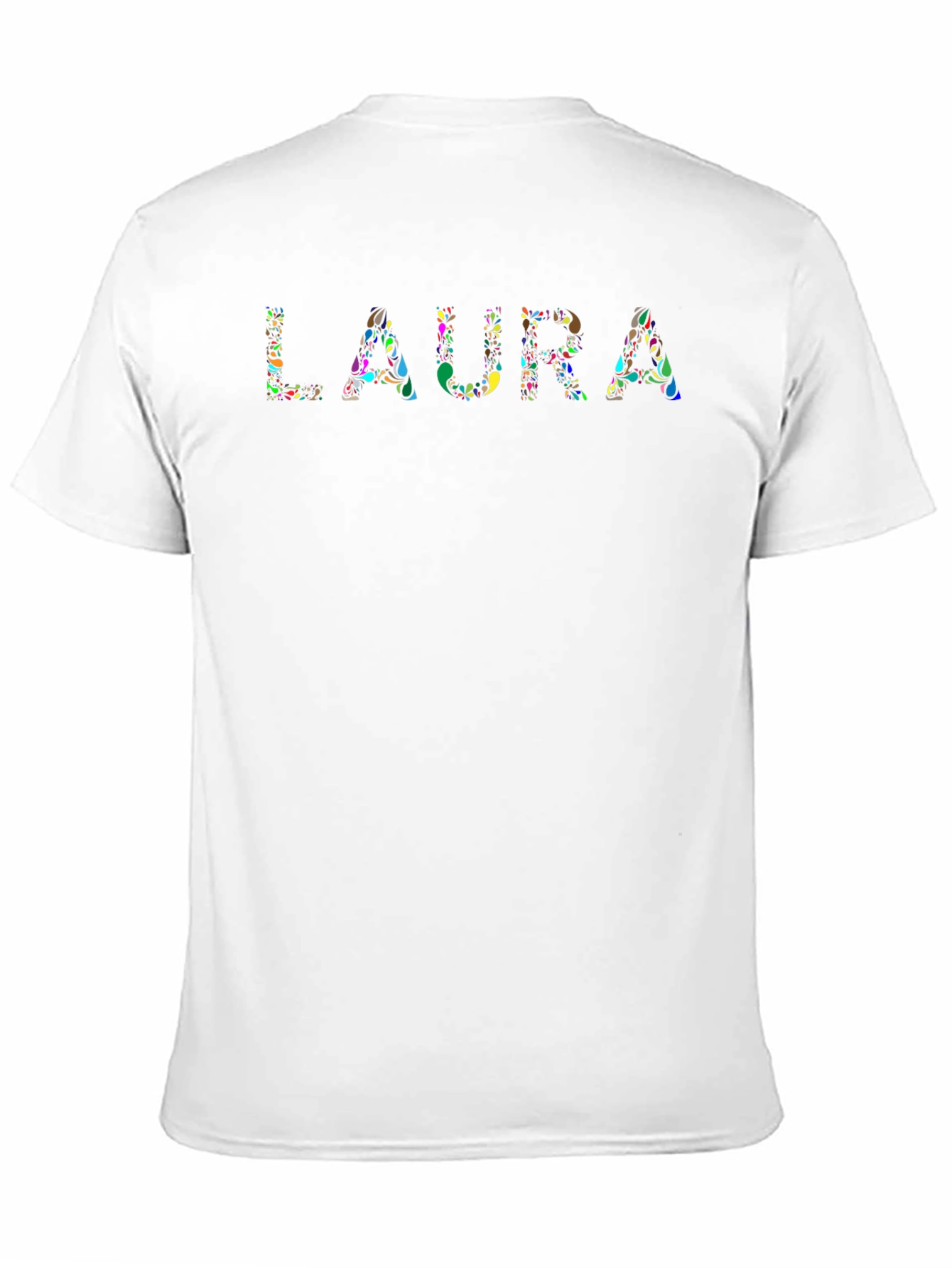 Personalized LAURA Floral Pattern Black T-Shirt