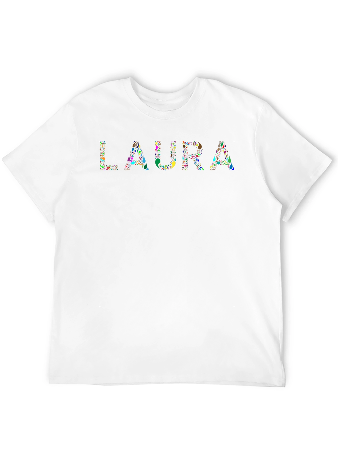 Personalized LAURA Floral Pattern Black T-Shirt