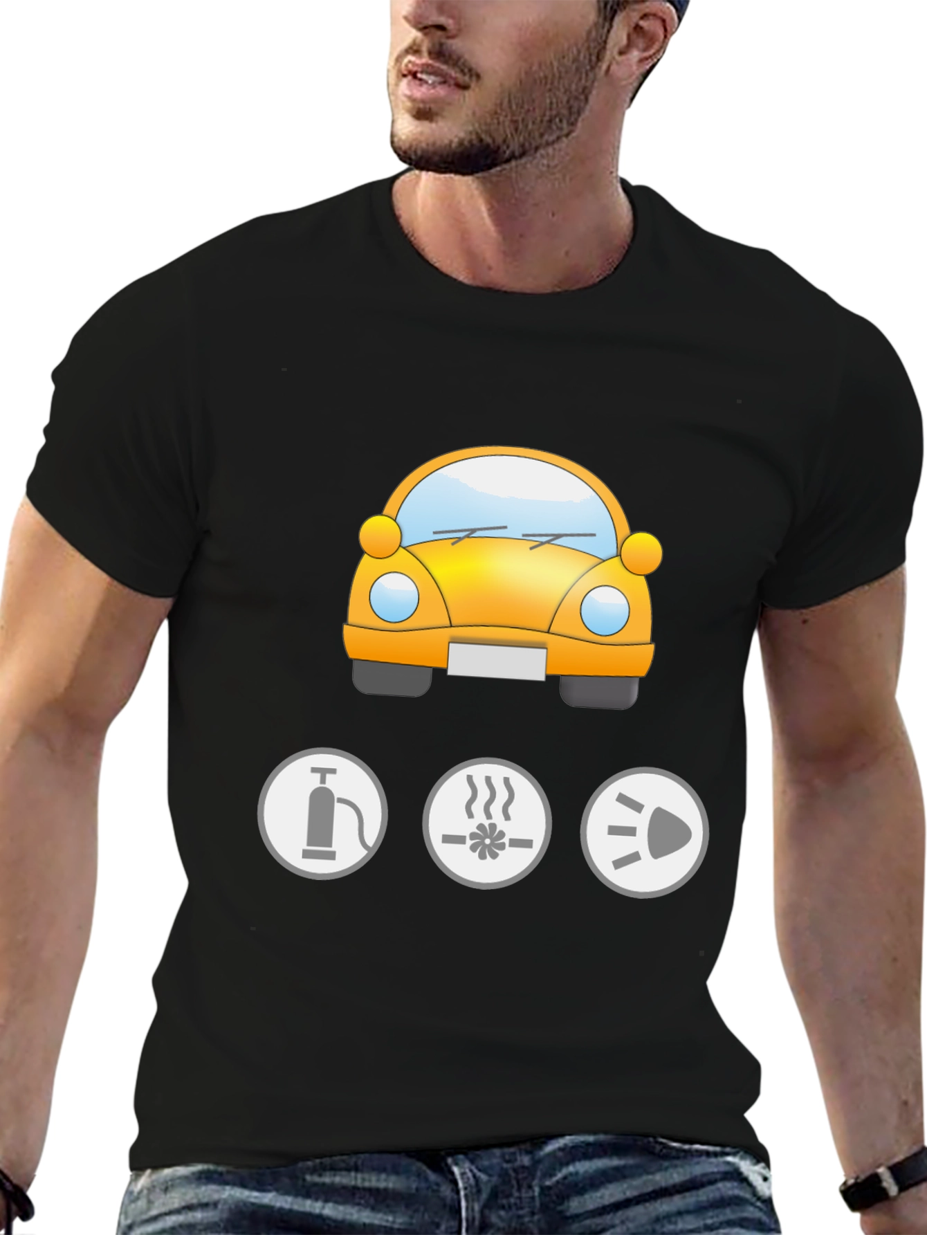 Mens Black Car Graphic Tee