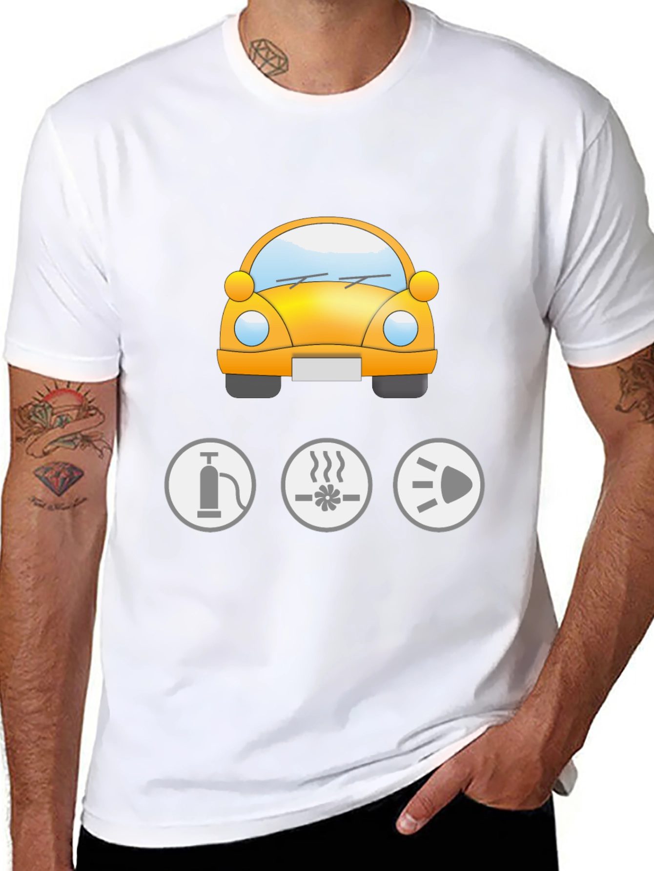 Mens Black Car Graphic Tee