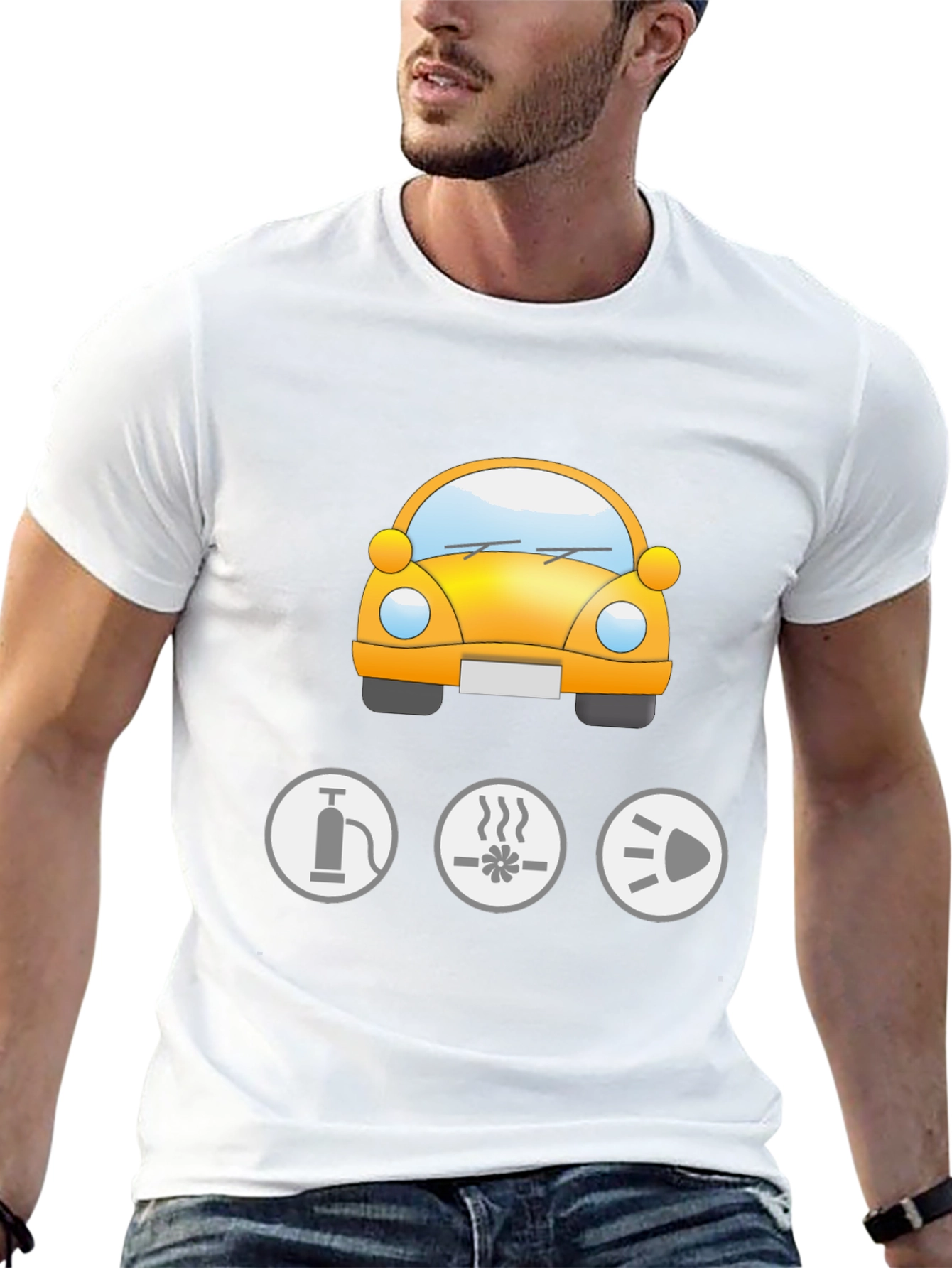 Mens Black Car Graphic Tee