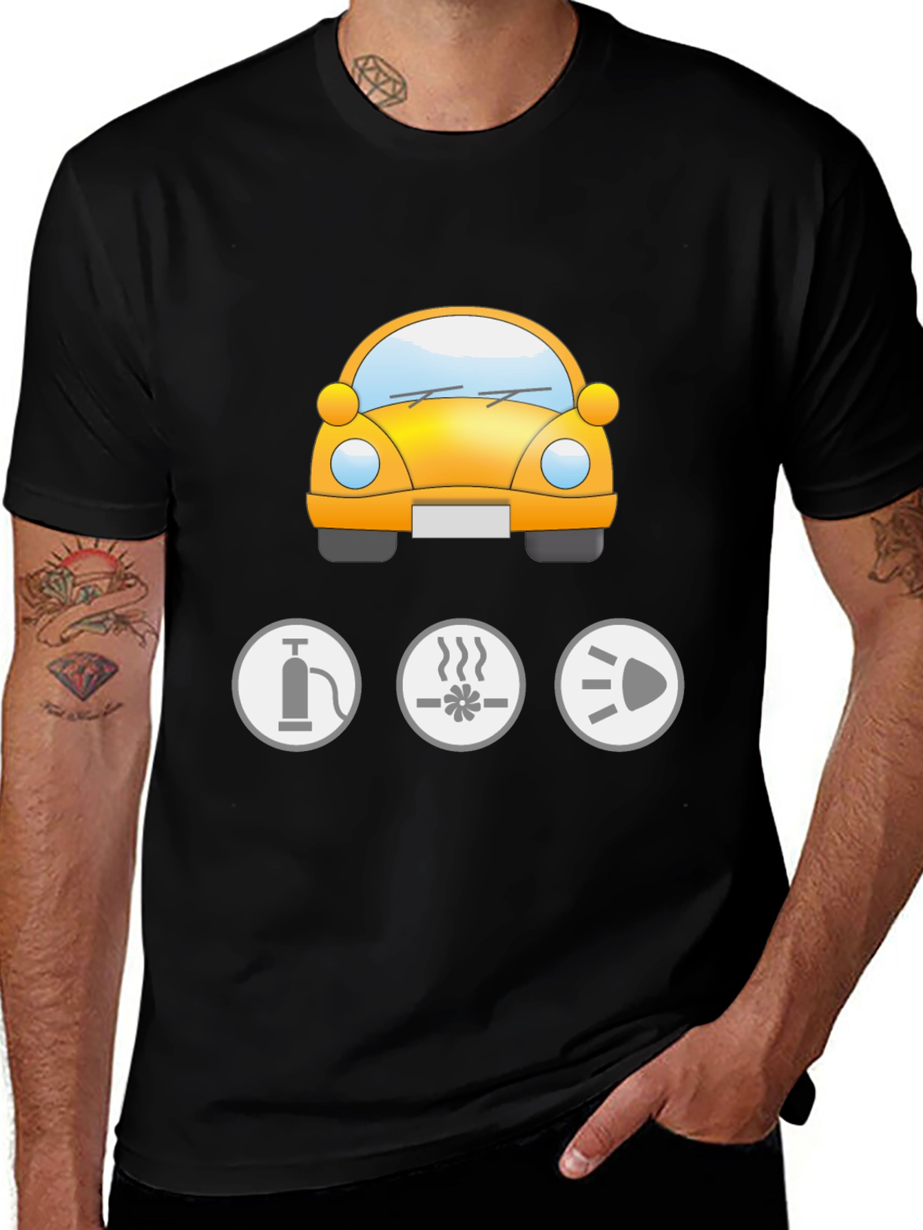 Mens Black Car Graphic Tee