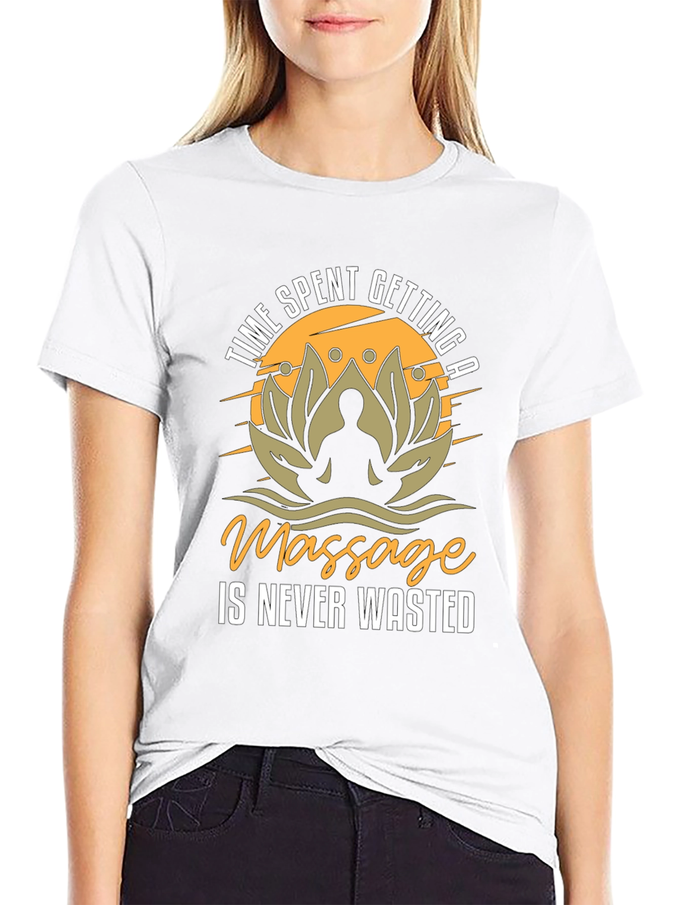 Massage Time Mens Black Graphic T-Shirt