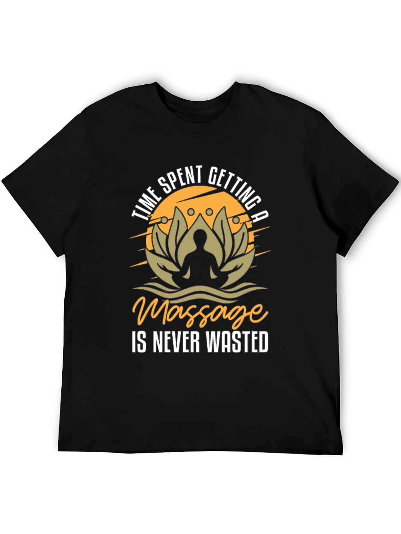 Massage Time Mens Black Graphic T-Shirt
