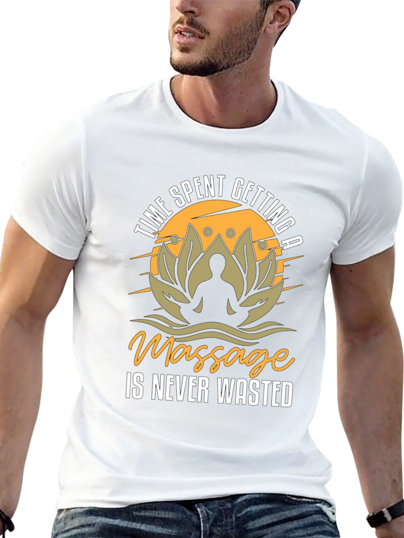 Massage Time Mens Black Graphic T-Shirt
