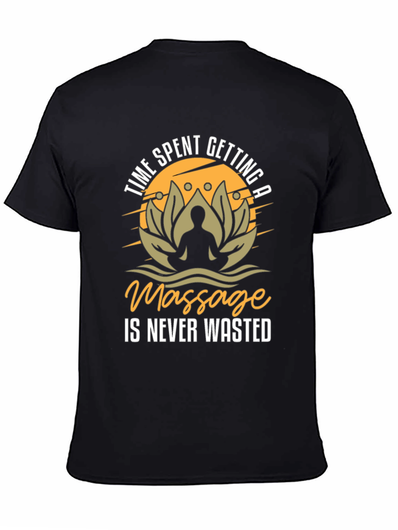 Massage Time Mens Black Graphic T-Shirt