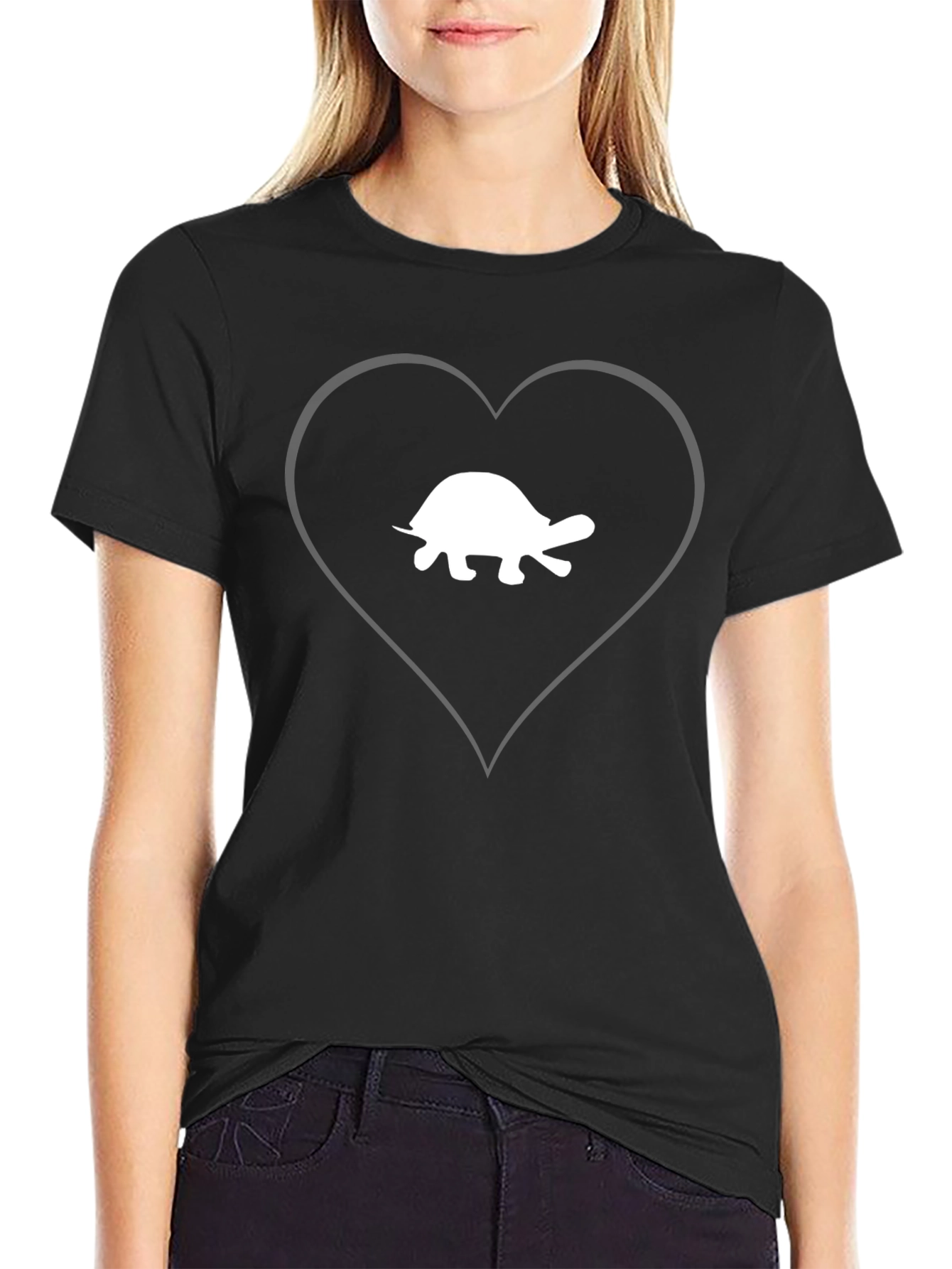 Turtle Heart T-Shirt - Black Cotton Tee