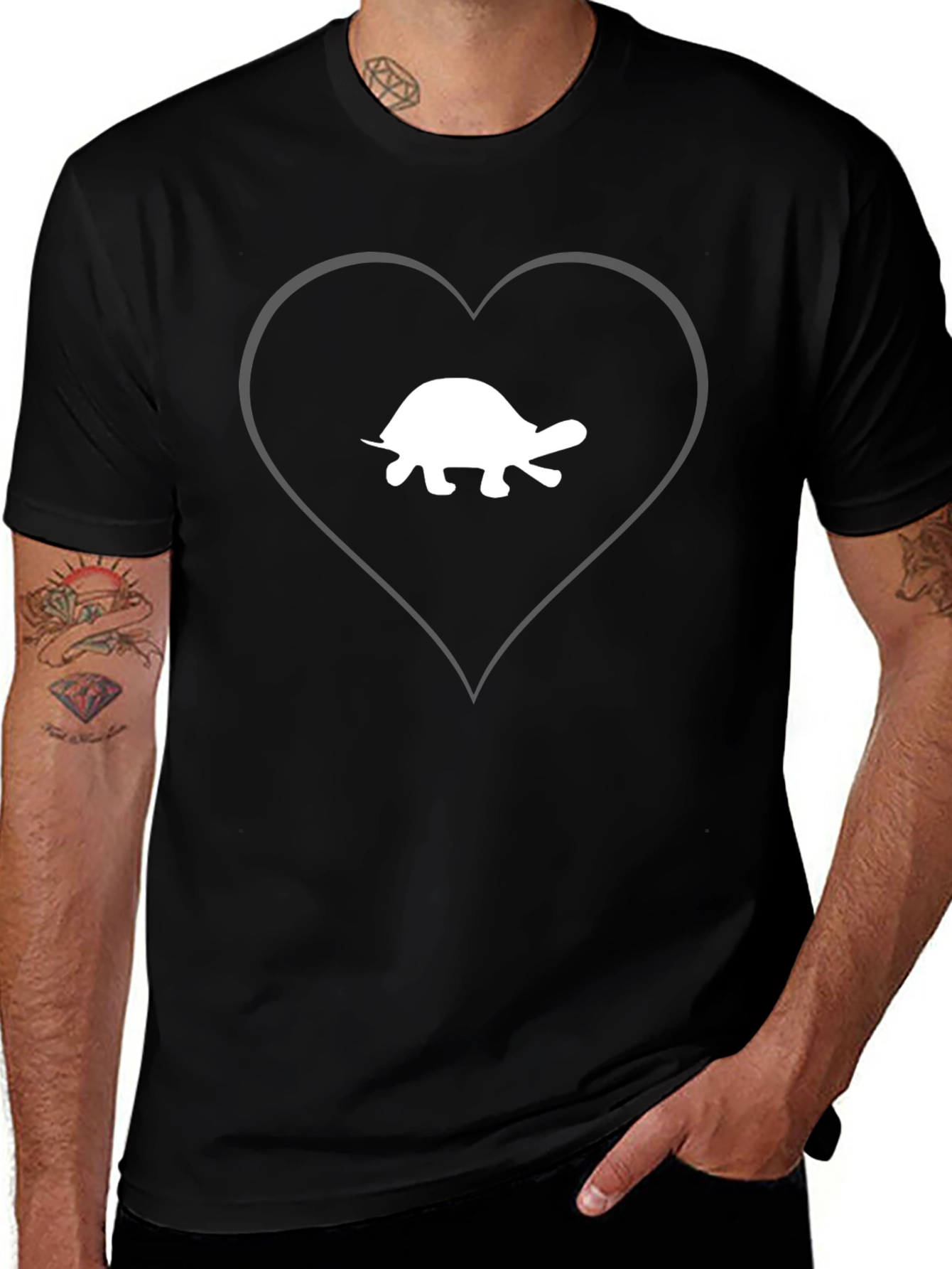 Turtle Heart T-Shirt - Black Cotton Tee
