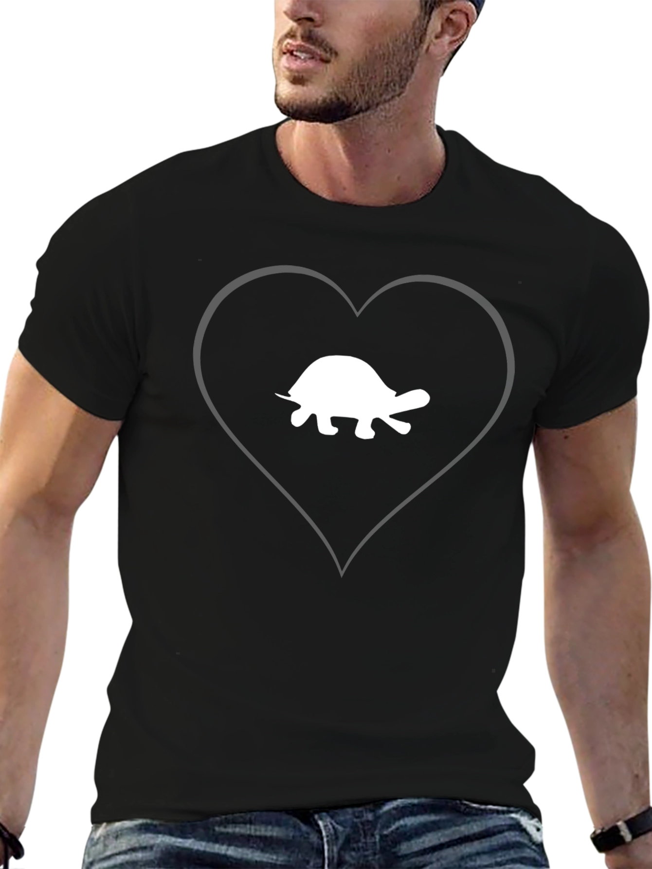 Turtle Heart T-Shirt - Black Cotton Tee