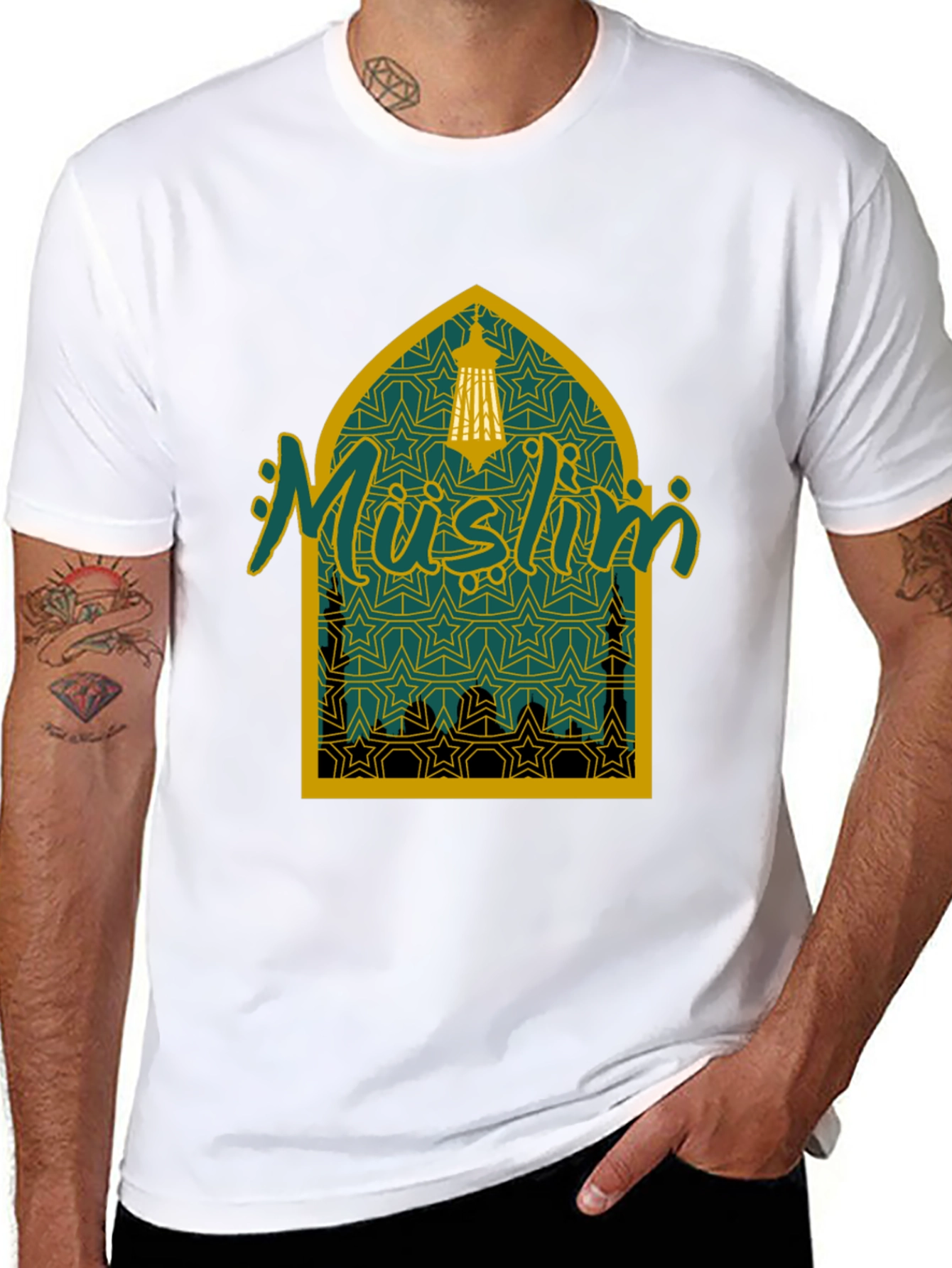 Muslim Lantern Graphic Tee - Black Cotton T-Shirt