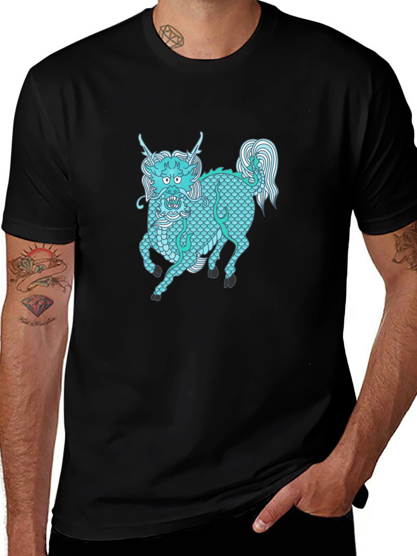 Dragon Horse Graphic Tee - Unisex Black T-Shirt