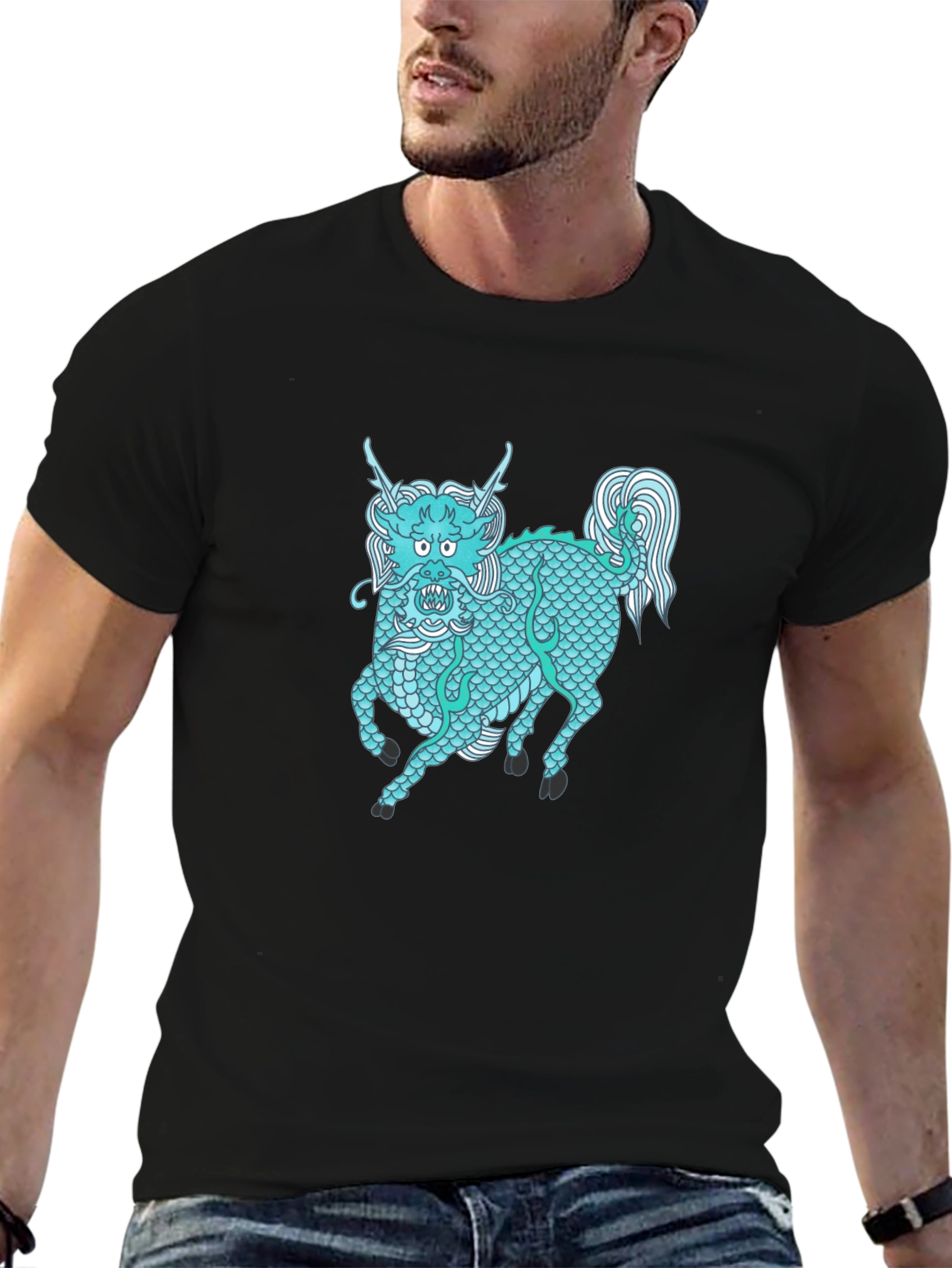 Dragon Horse Graphic Tee - Unisex Black T-Shirt