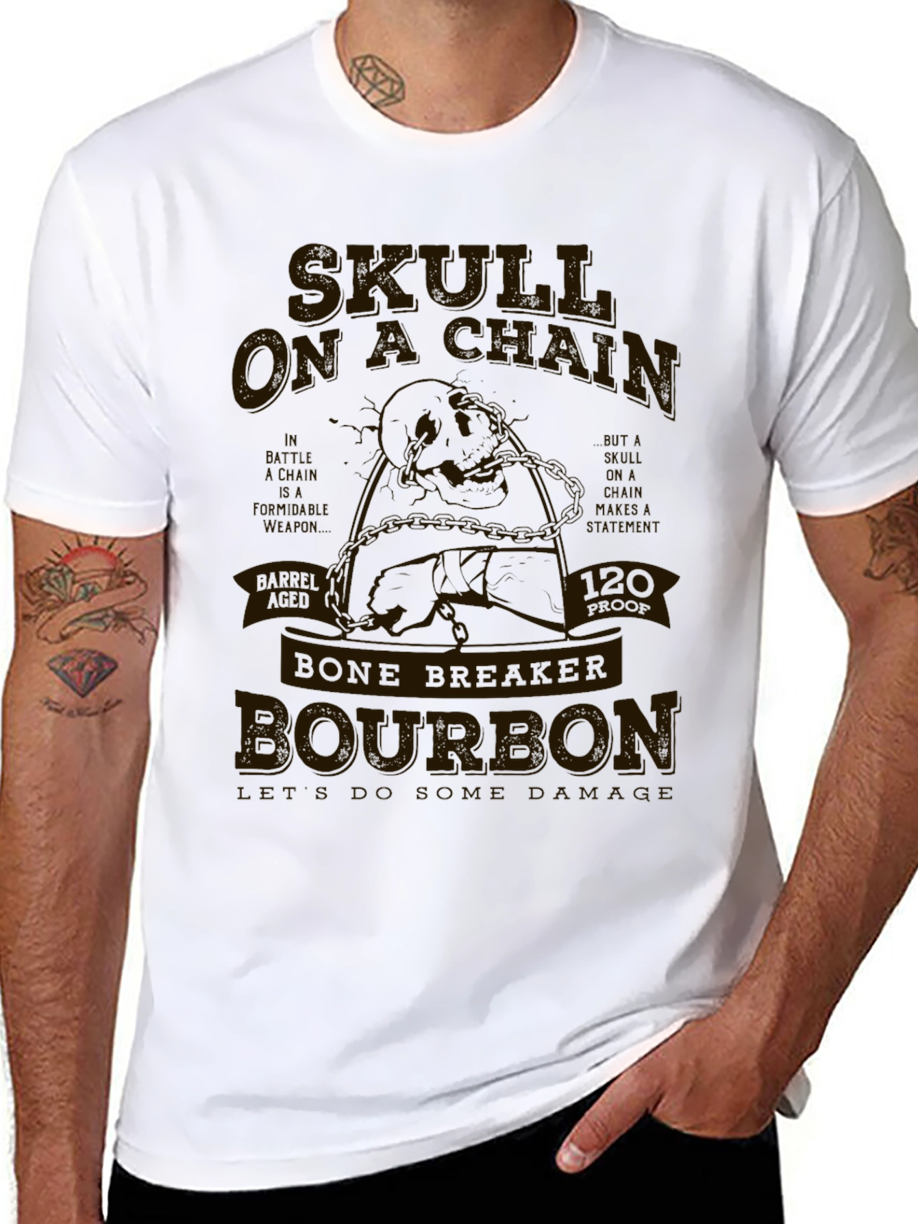 Skull on a Chain Bone Breaker Bourbon Tee