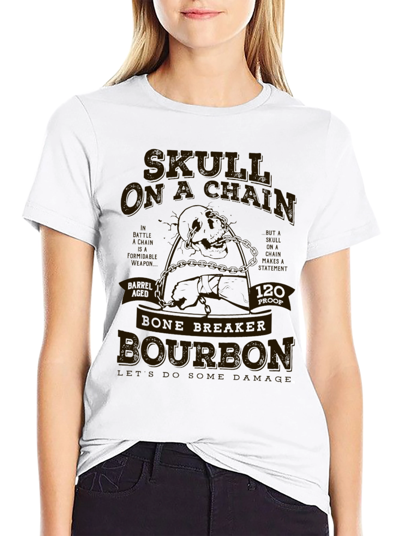 Skull on a Chain Bone Breaker Bourbon Tee