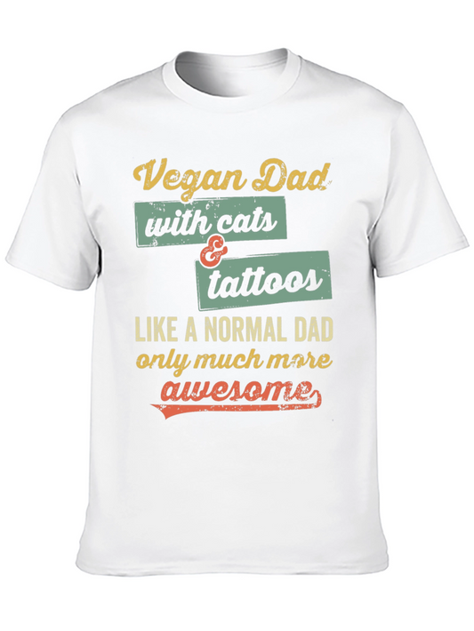 Vegan Dad with Cats & Tattoos T-Shirt