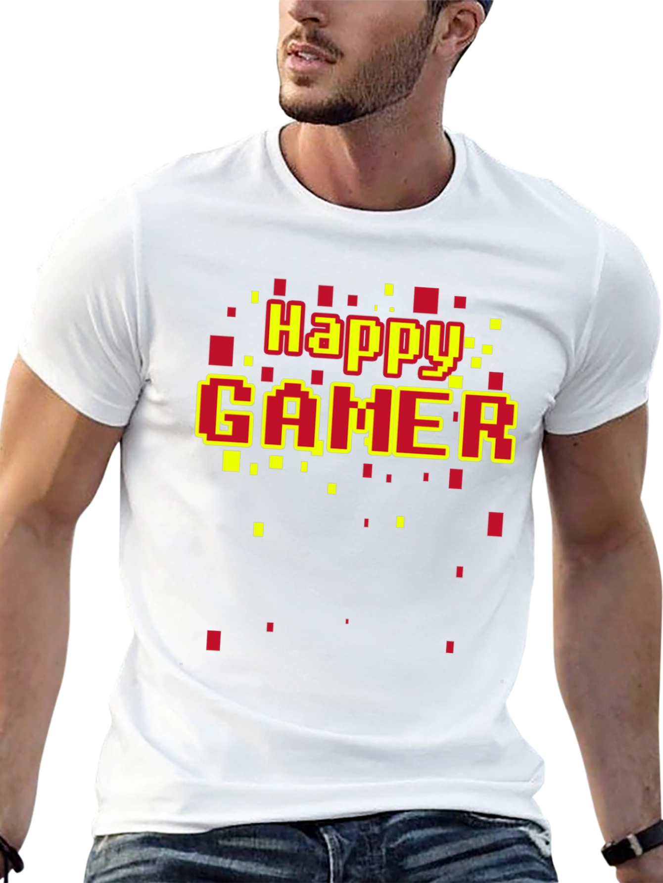 Happy Gamer T-Shirt - Retro Pixel Style