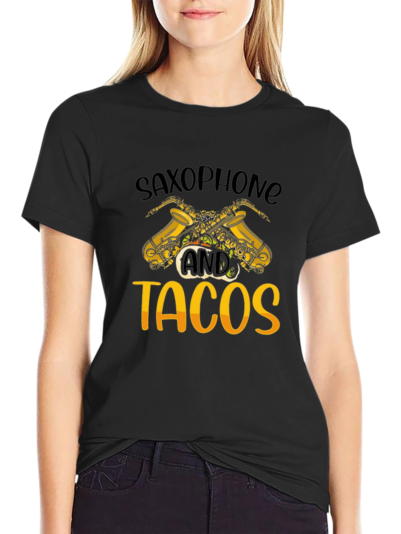 Saxophone and Tacos Graphic T-Shirt