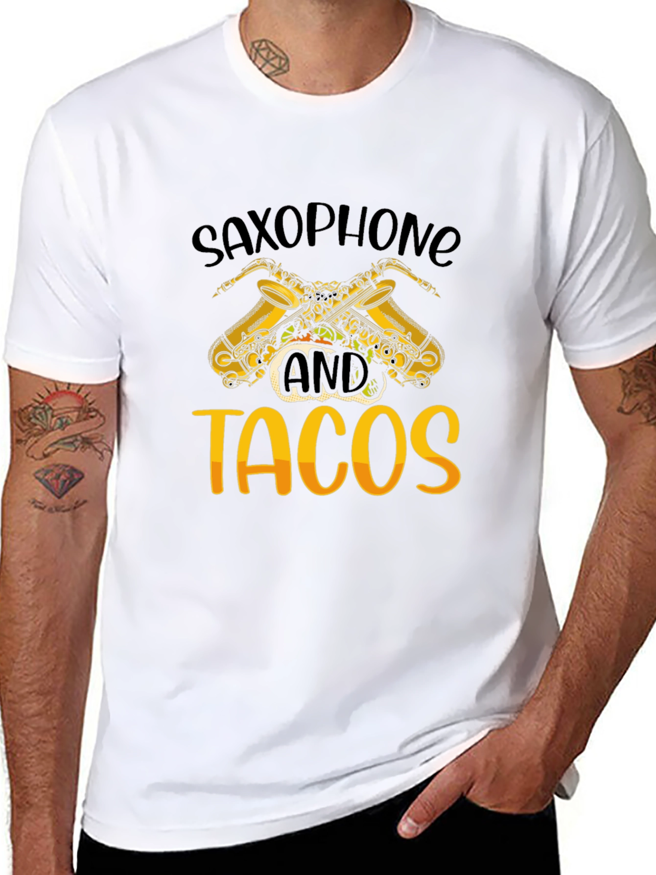 Saxophone and Tacos Graphic T-Shirt