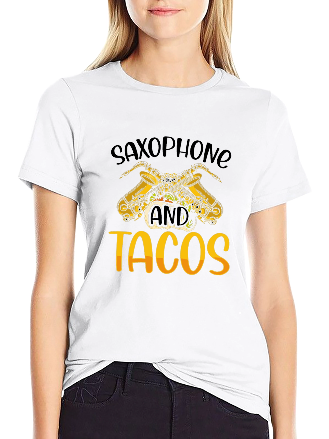 Saxophone and Tacos Graphic T-Shirt