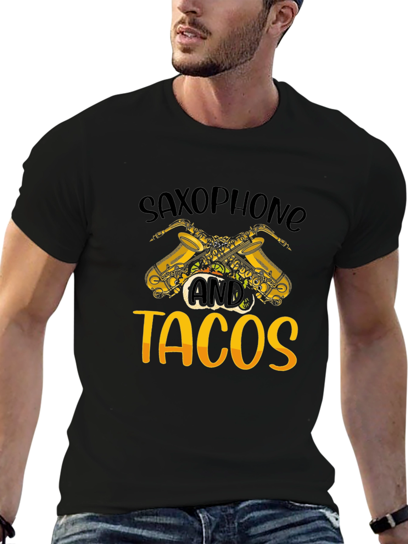 Saxophone and Tacos Graphic T-Shirt
