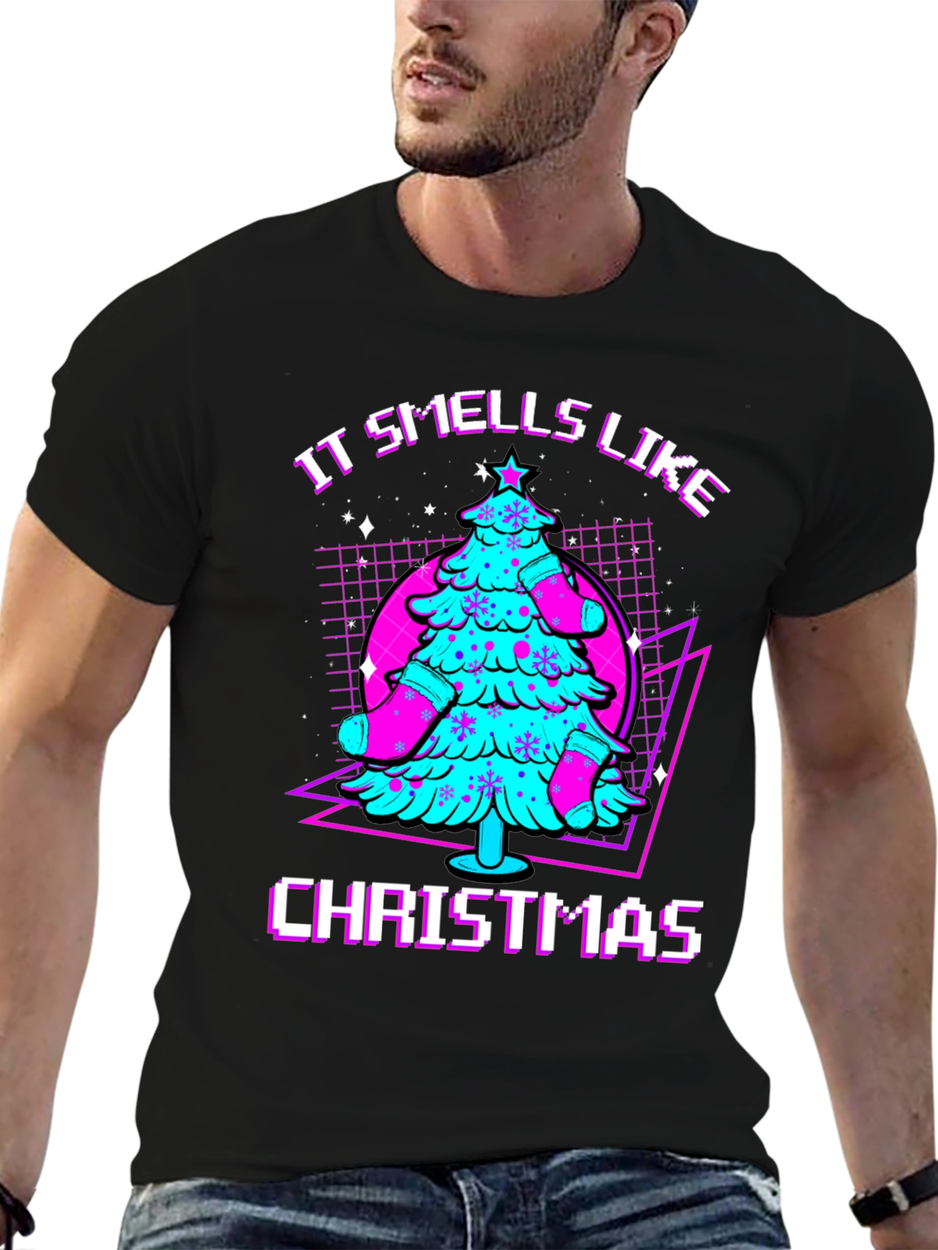 Retro Christmas Tree Graphic T-Shirt