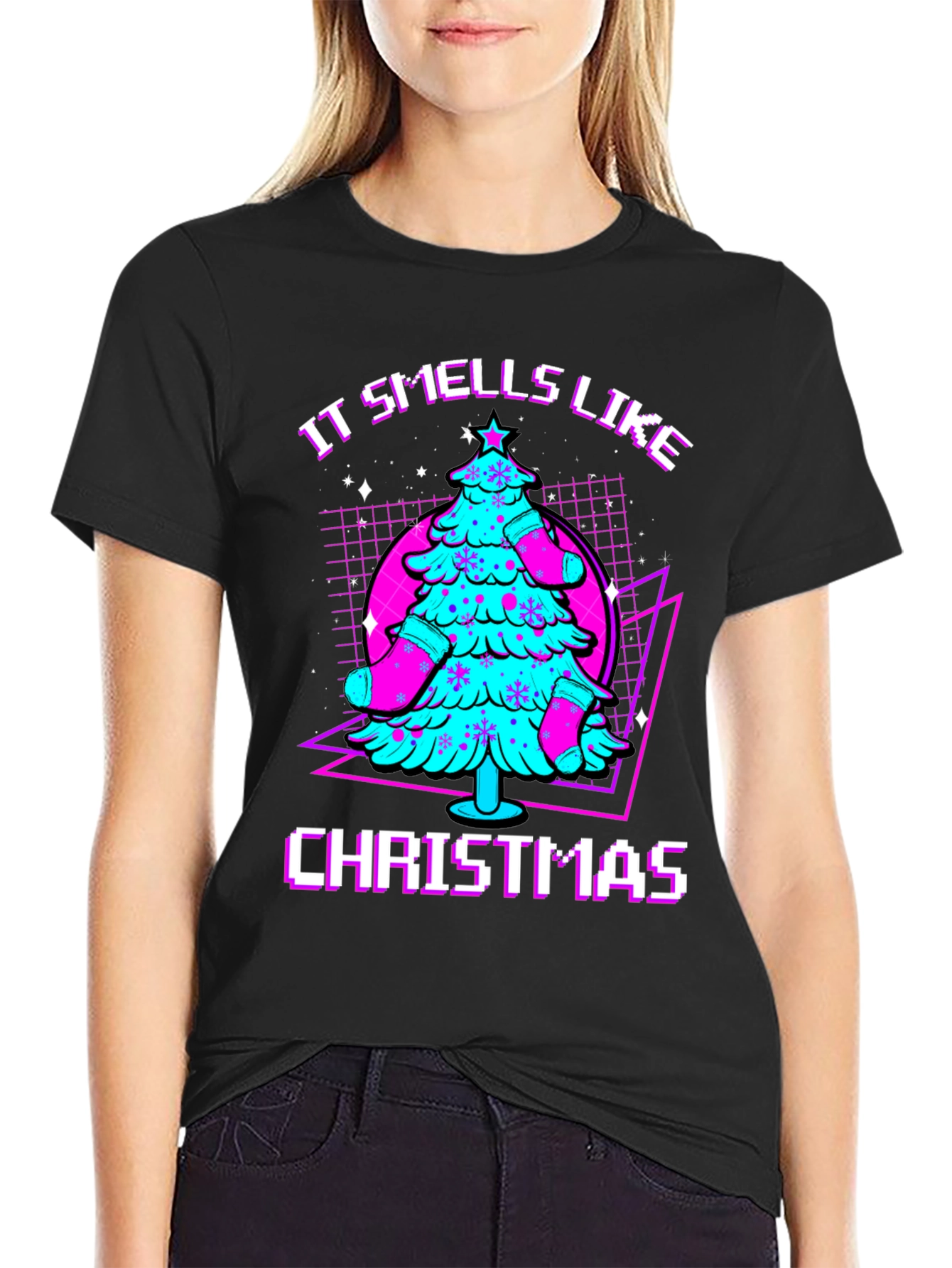 Retro Christmas Tree Graphic T-Shirt