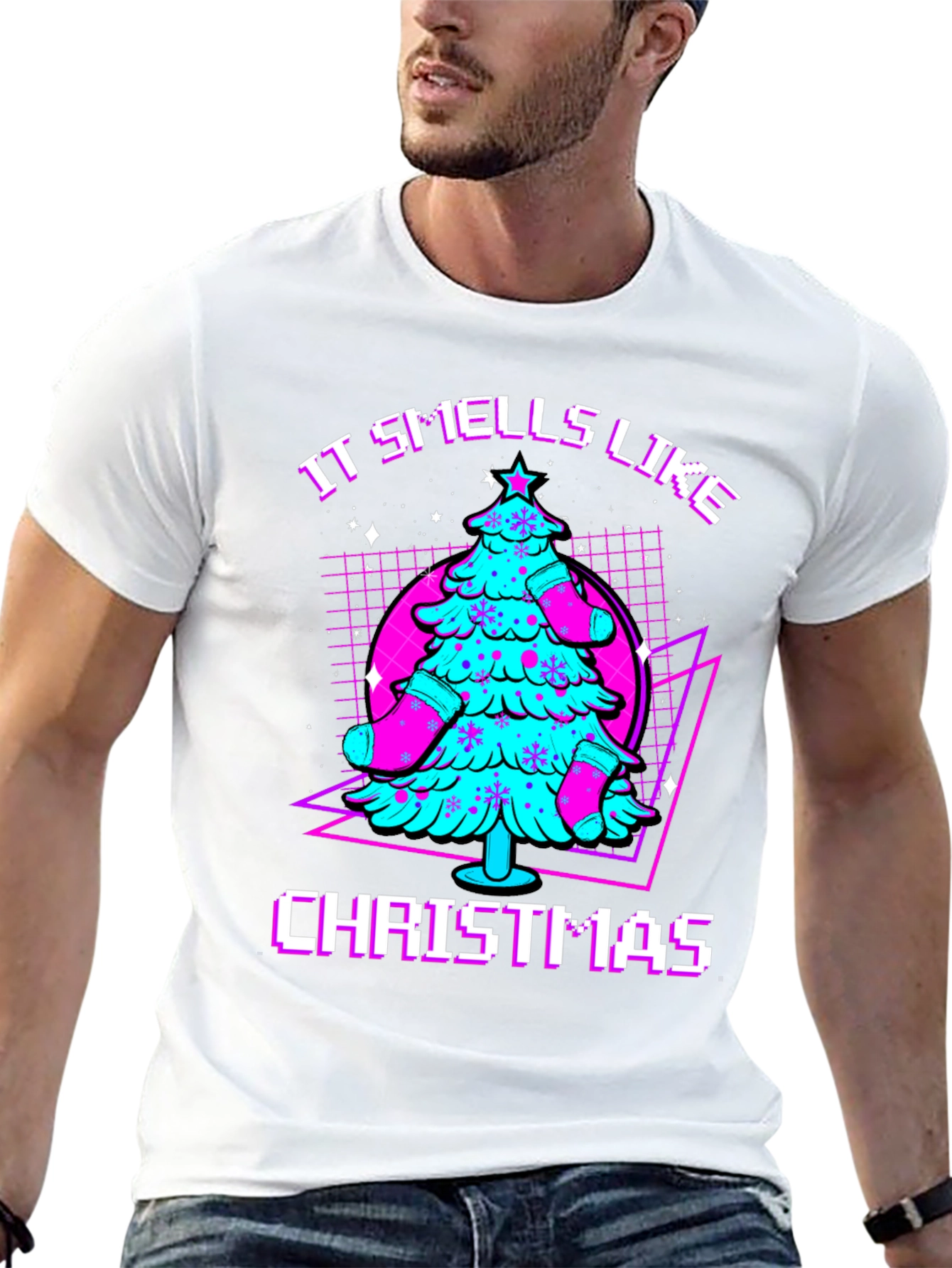 Retro Christmas Tree Graphic T-Shirt
