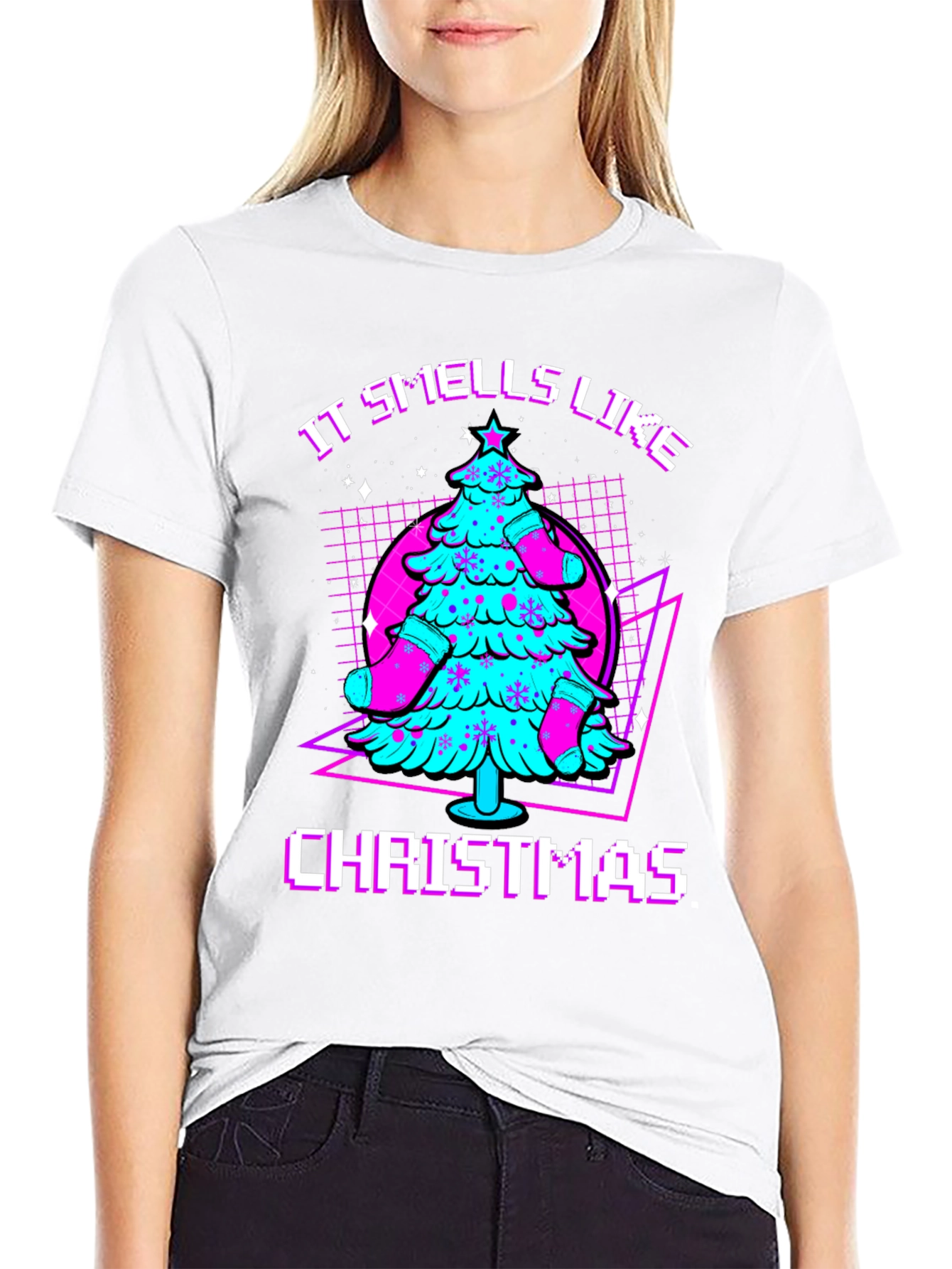 Retro Christmas Tree Graphic T-Shirt