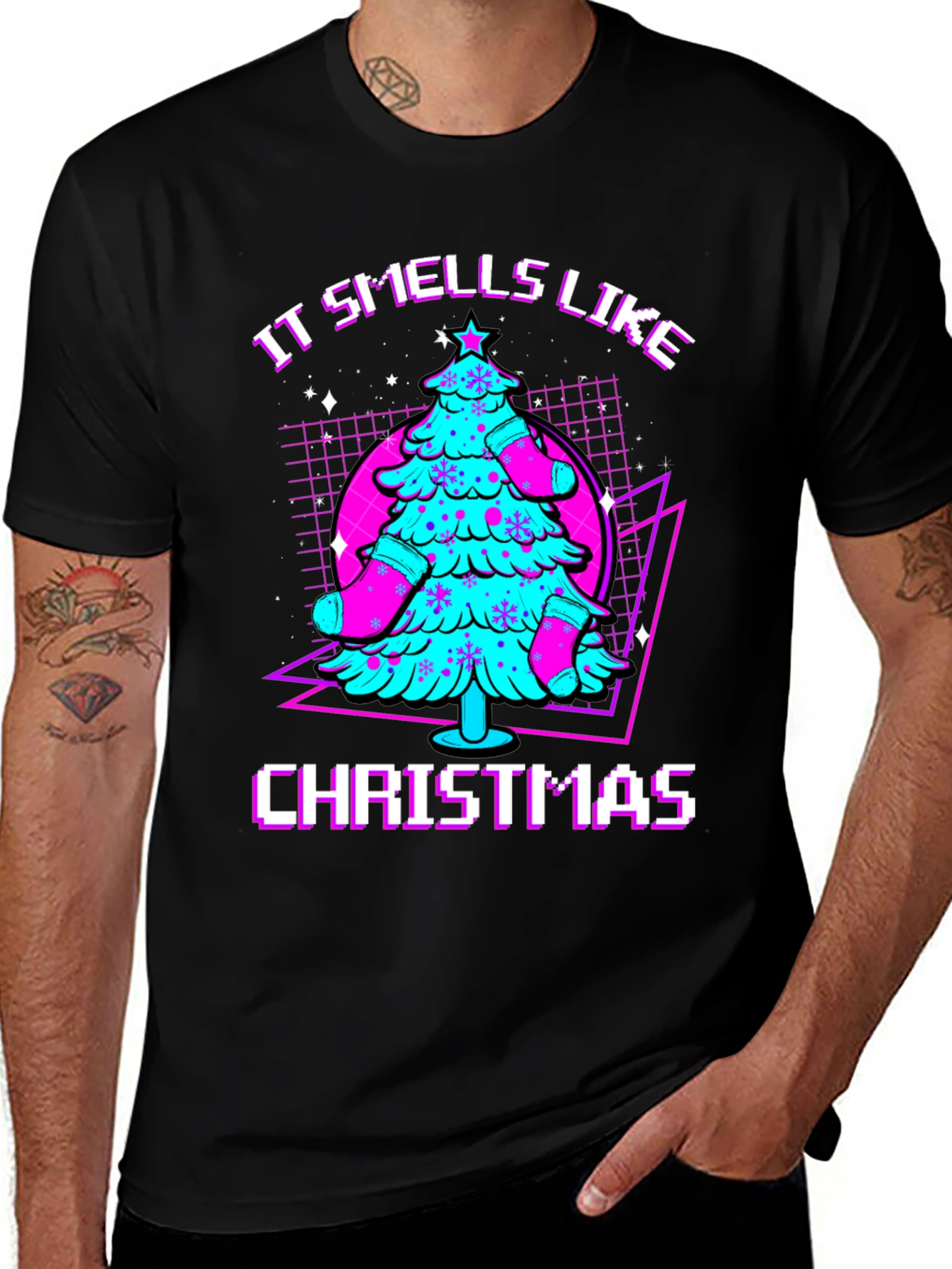 Retro Christmas Tree Graphic T-Shirt