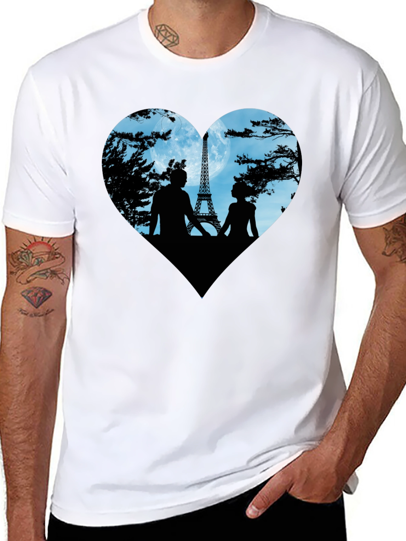 Paris Romance Heart Graphic Tee