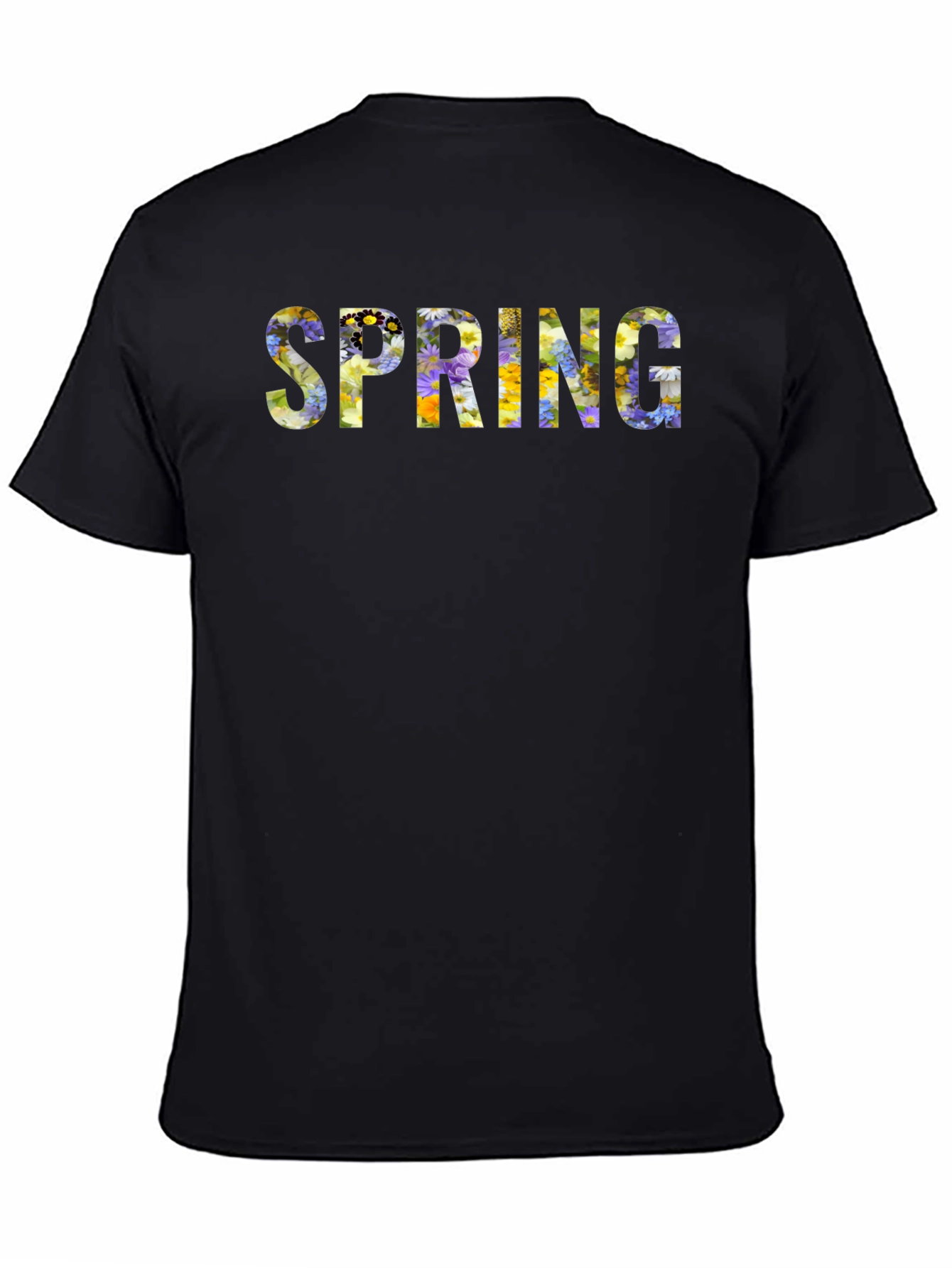 Floral Spring T-Shirt - Black Crew Neck Tee
