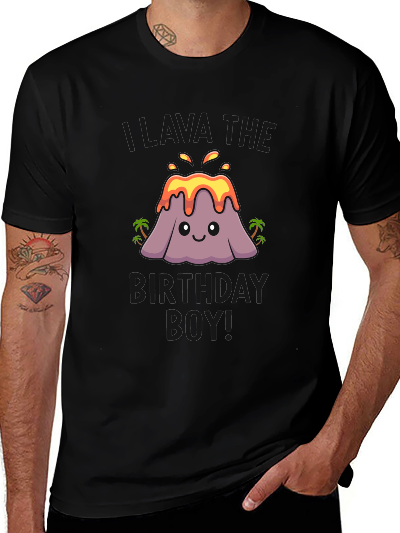 Volcano Birthday Boy T-Shirt - Black