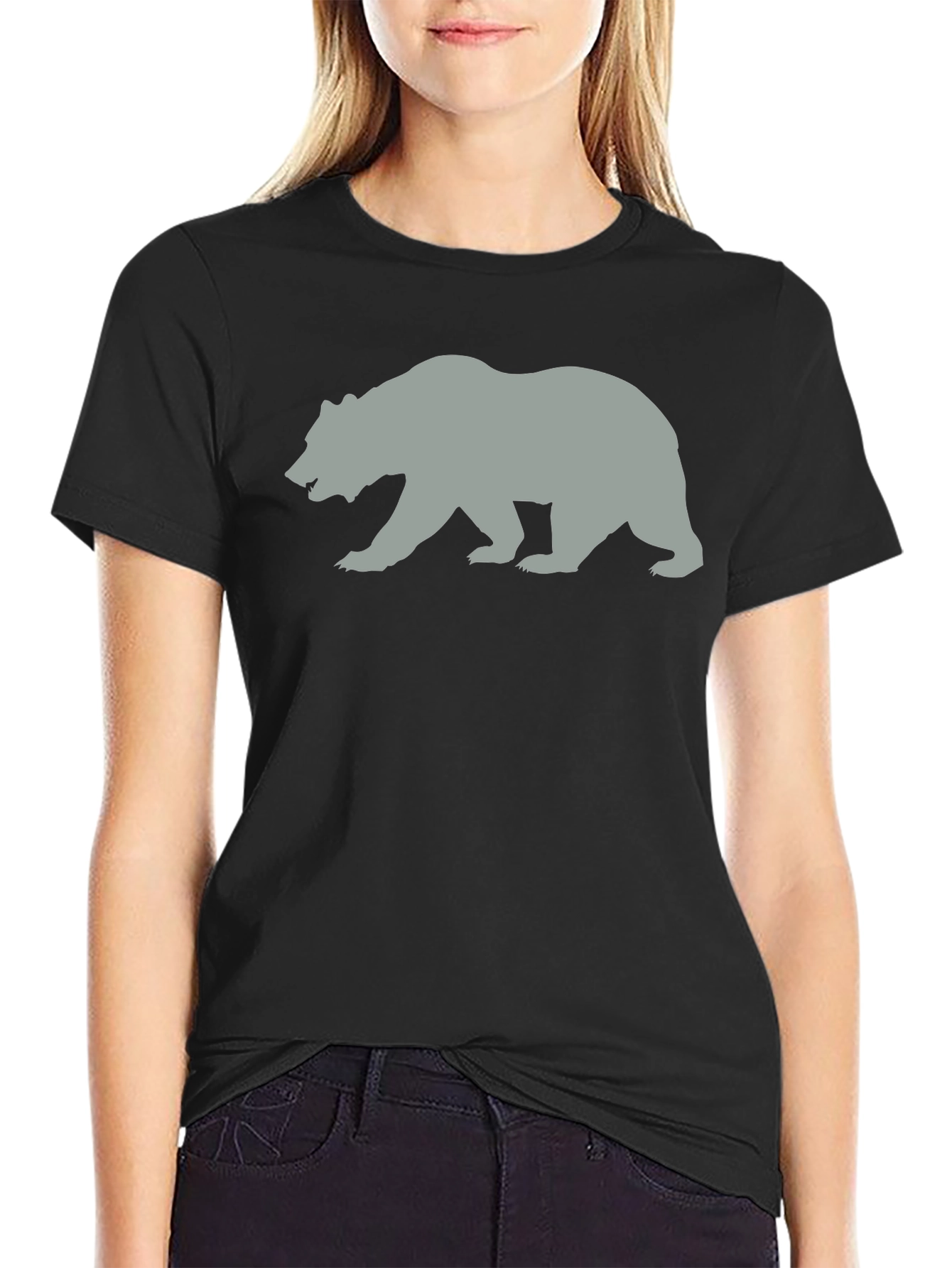 Bear Silhouette Graphic T-Shirt - Black