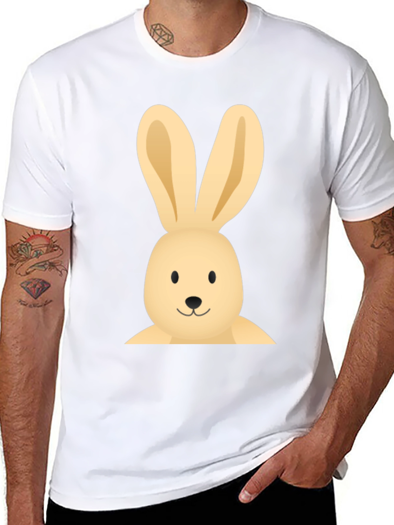 Bunny Graphic Tee - Casual Black Cotton T-Shirt