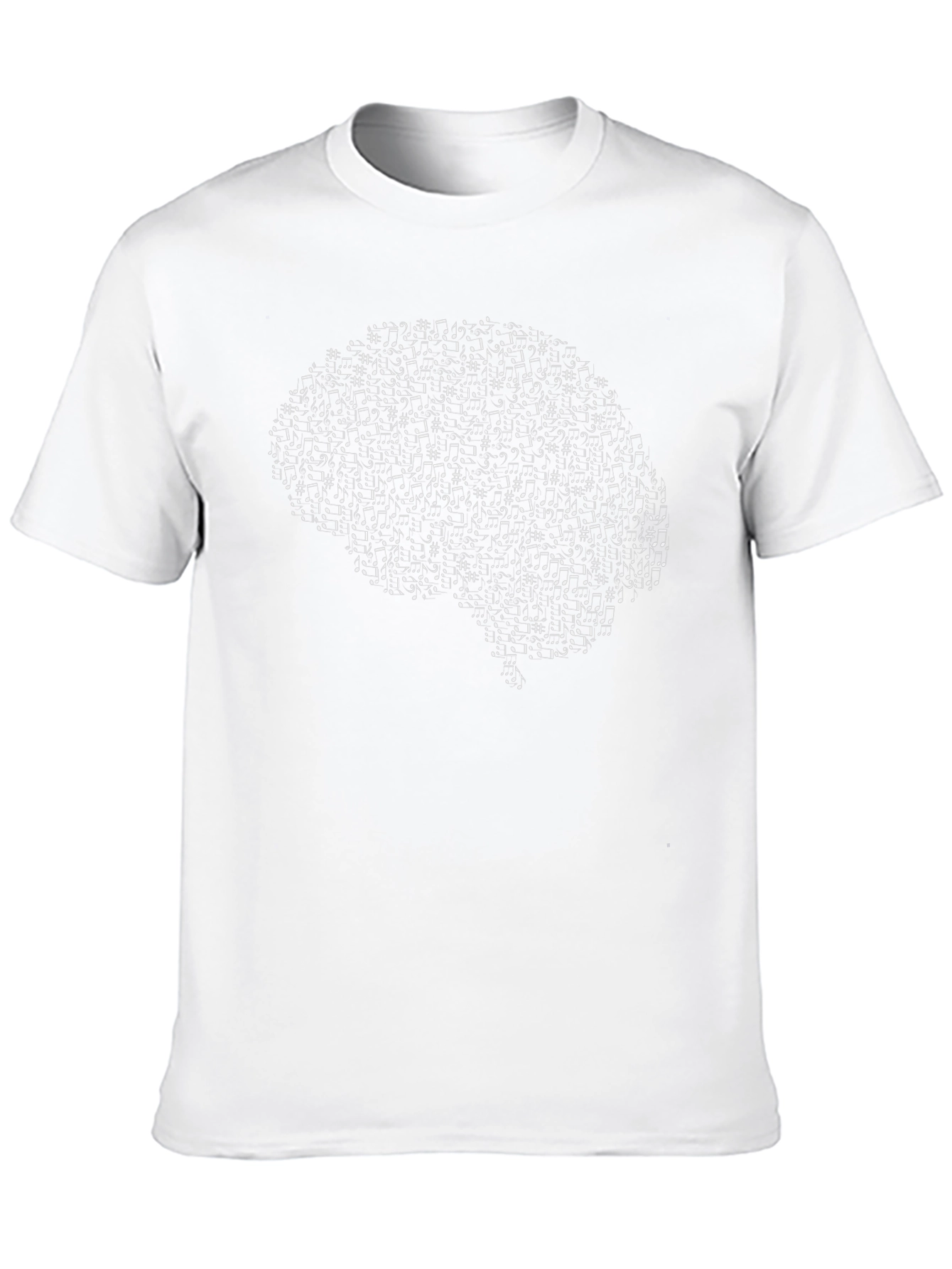Brain Music Notes Graphic Tee - Black Cotton T-Shirt
