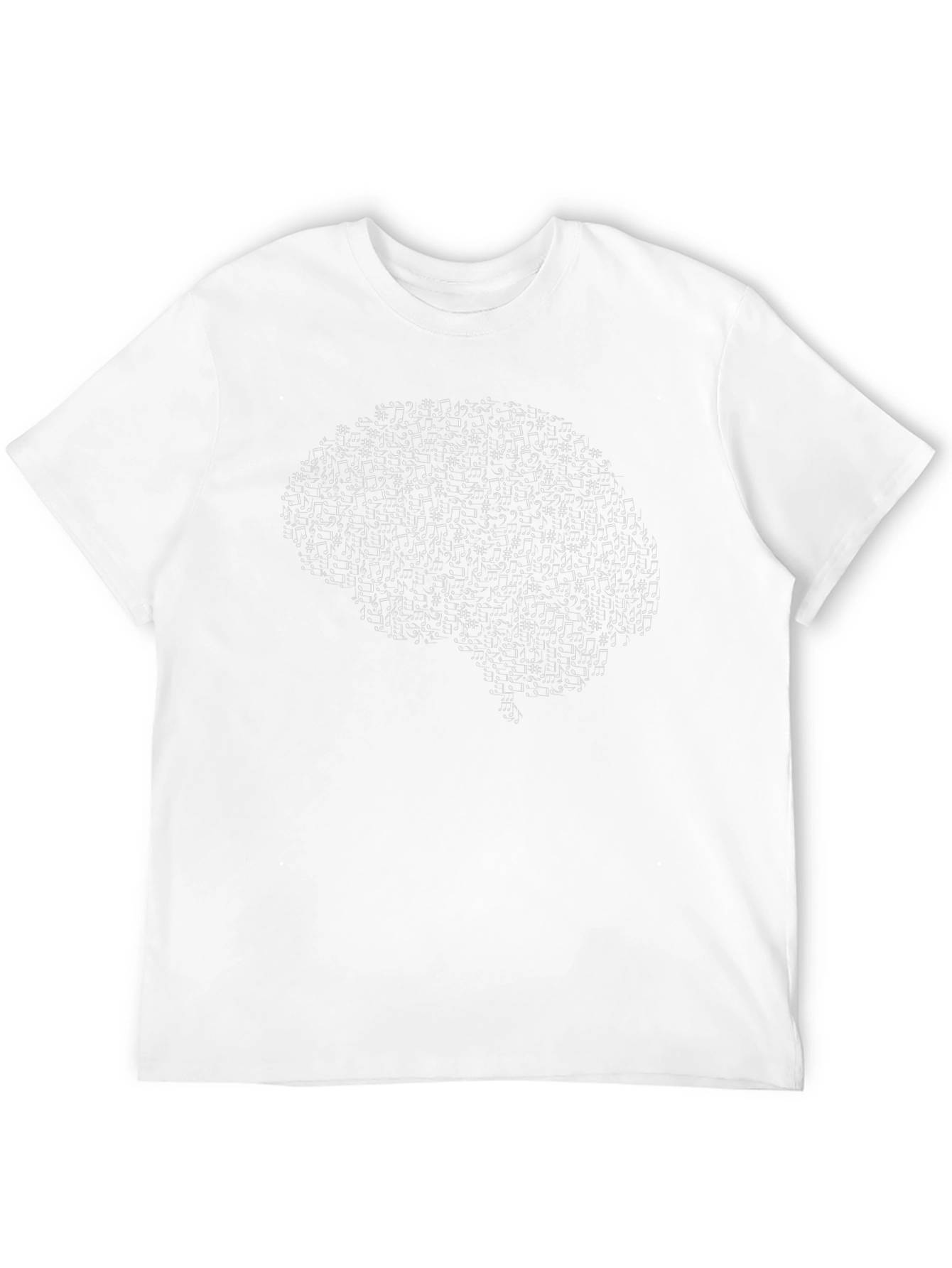 Brain Music Notes Graphic Tee - Black Cotton T-Shirt