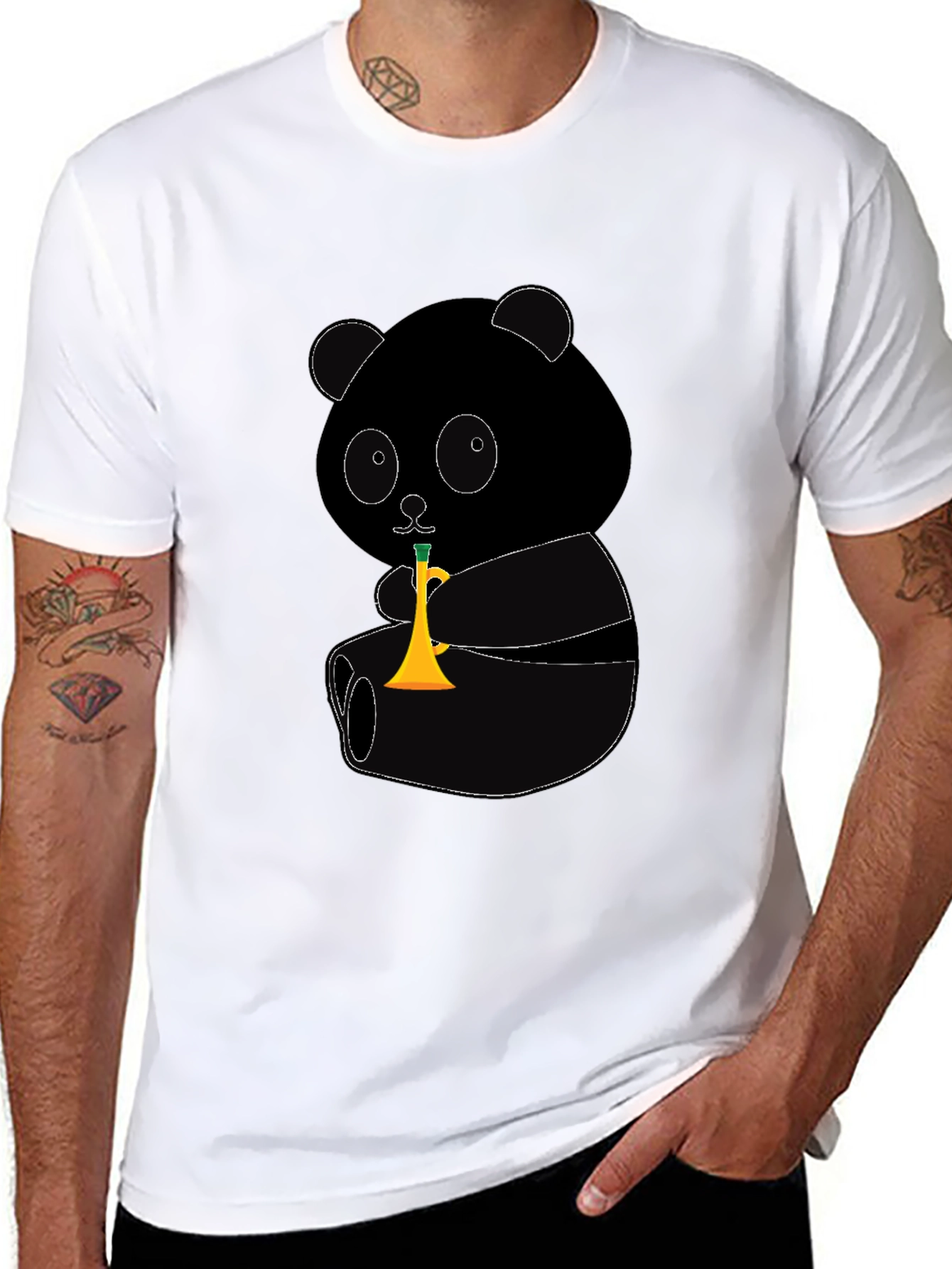 Panda Trumpet Graphic T-Shirt