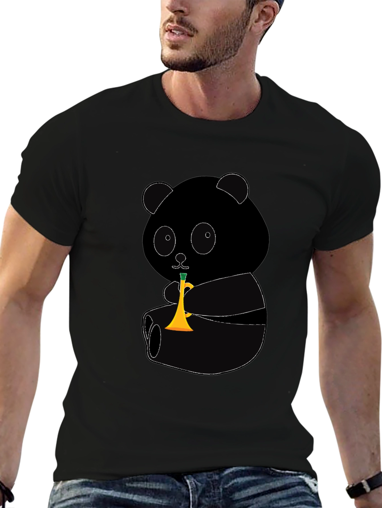 Panda Trumpet Graphic T-Shirt