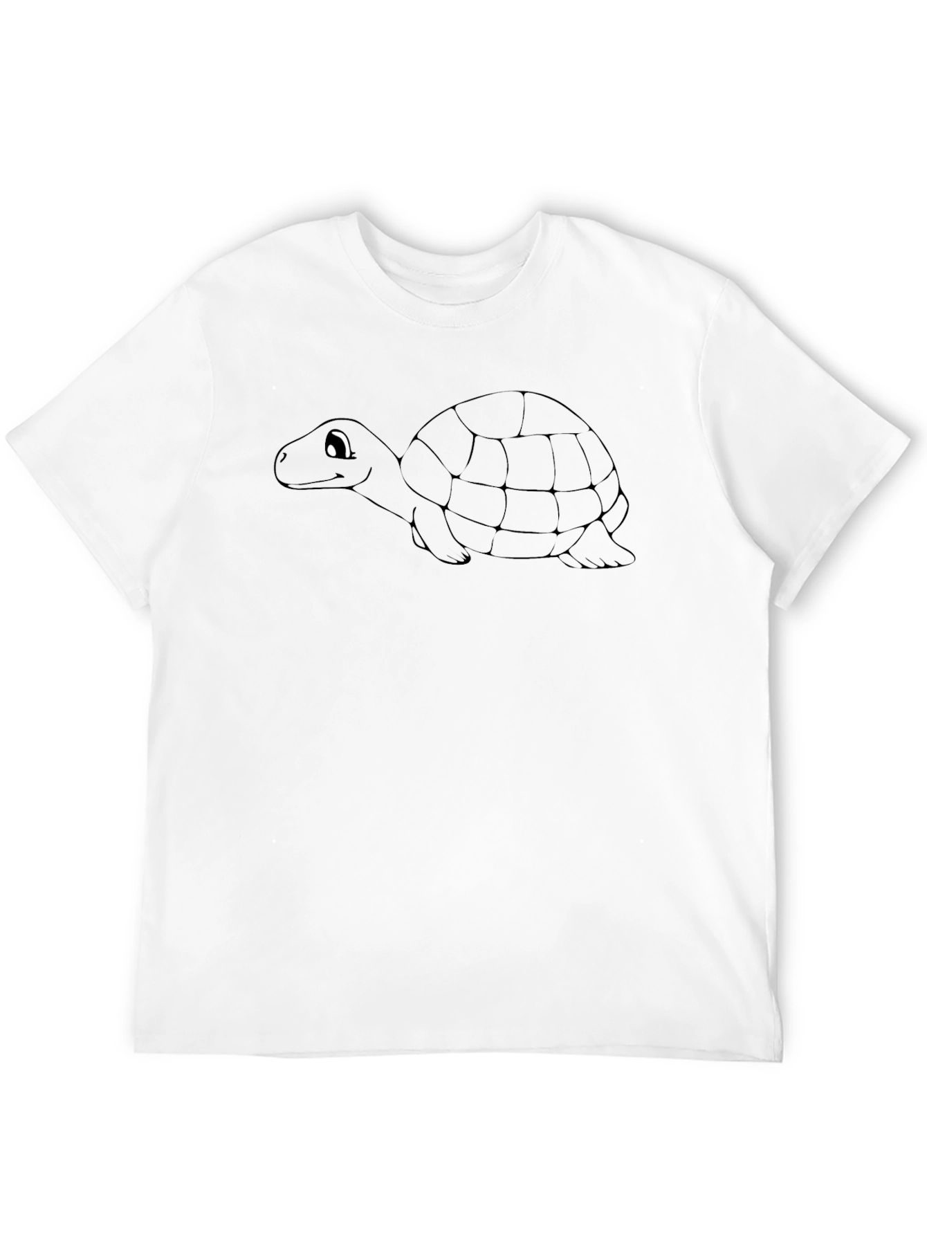 Cartoon Turtle Graphic Tee - Black Cotton T-Shirt